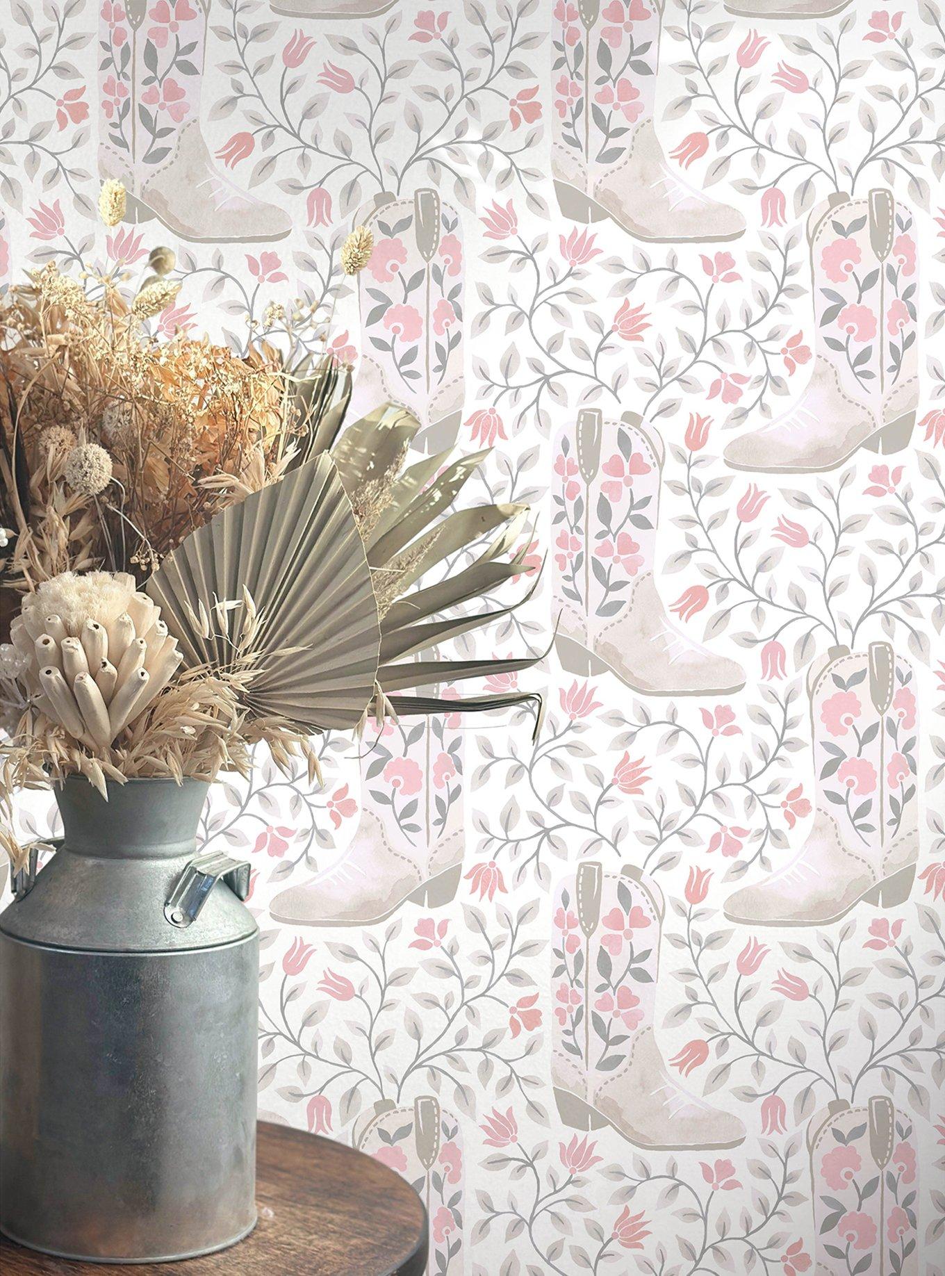 Cowgirl Like Me Pink Peel & Stick Wallpaper, , alternate