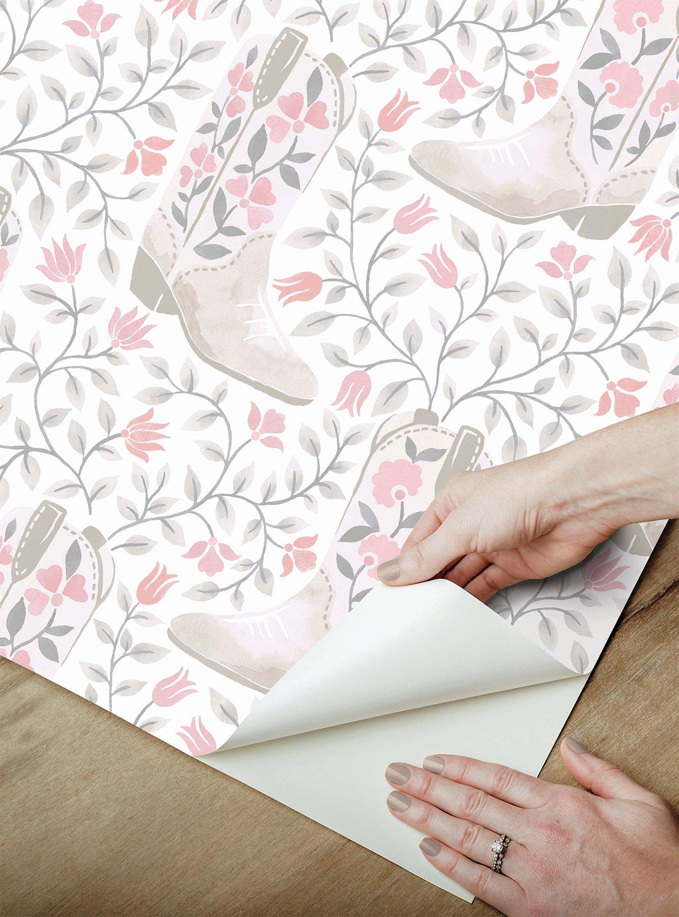 Cowgirl Like Me Pink Peel & Stick Wallpaper, , alternate