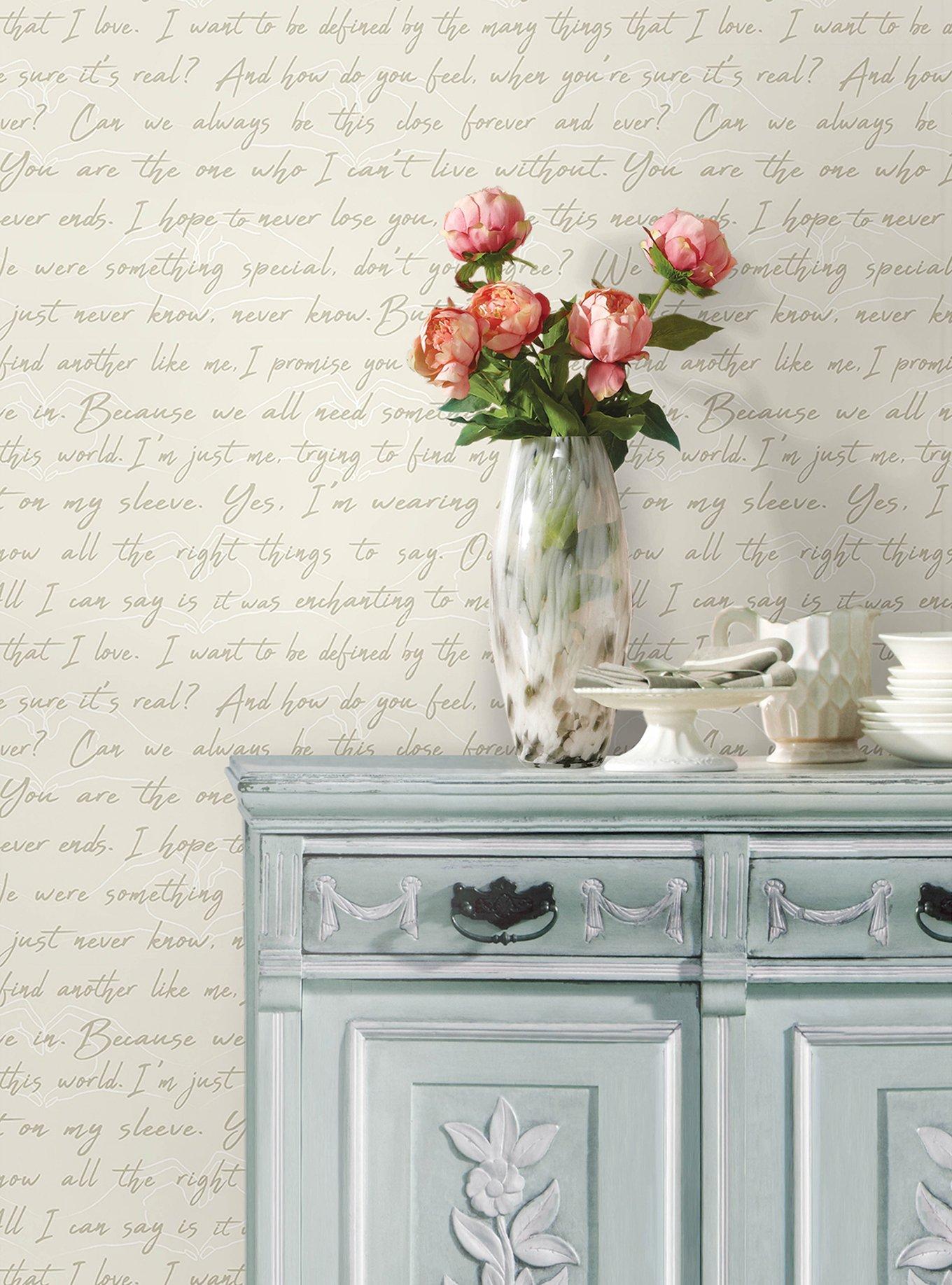 Love Letters Parchment Peel & Stick Wallpaper, , alternate