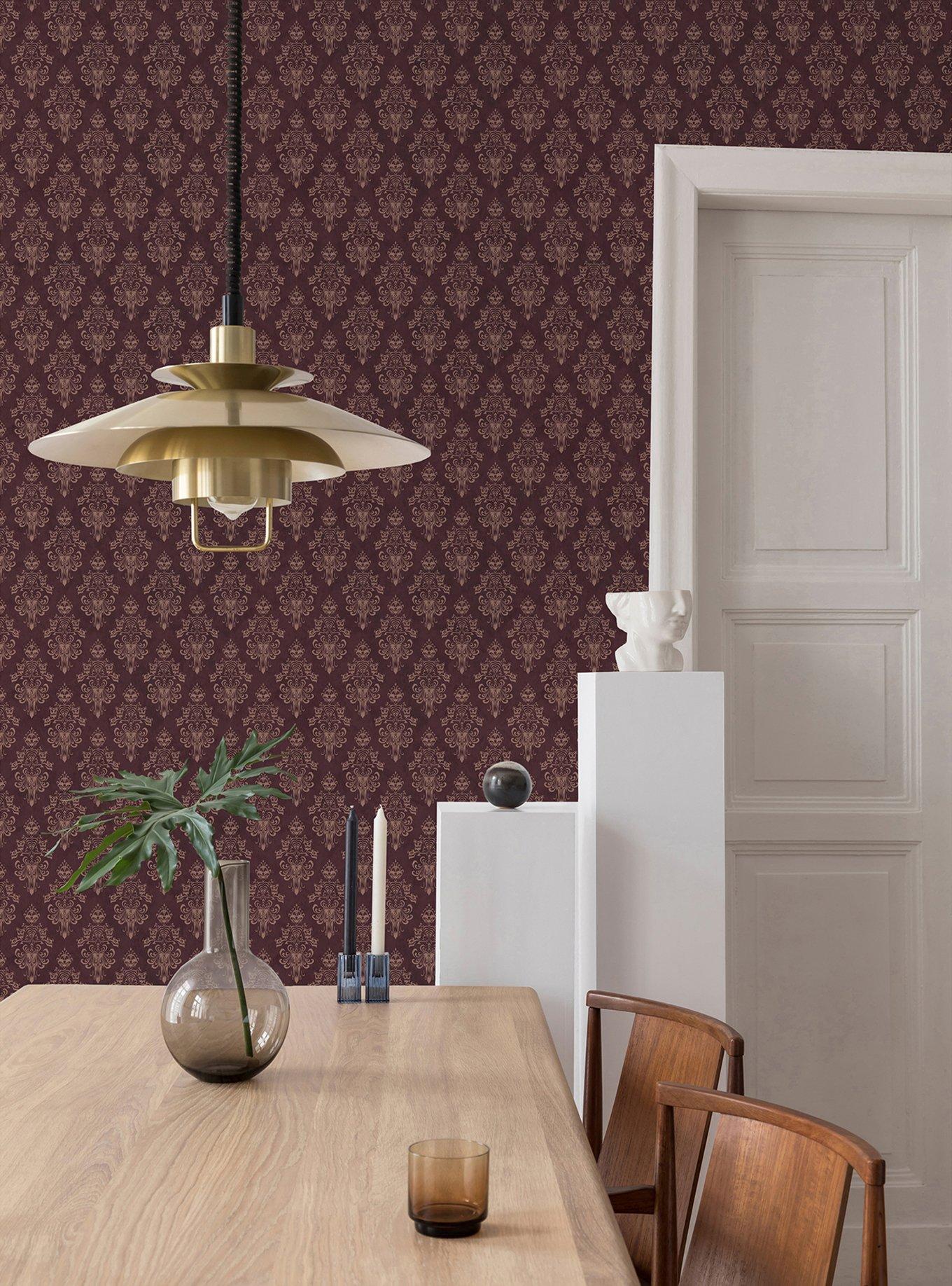 Disney Haunted Mansion Maroon Peel & Stick Wallpaper, , alternate