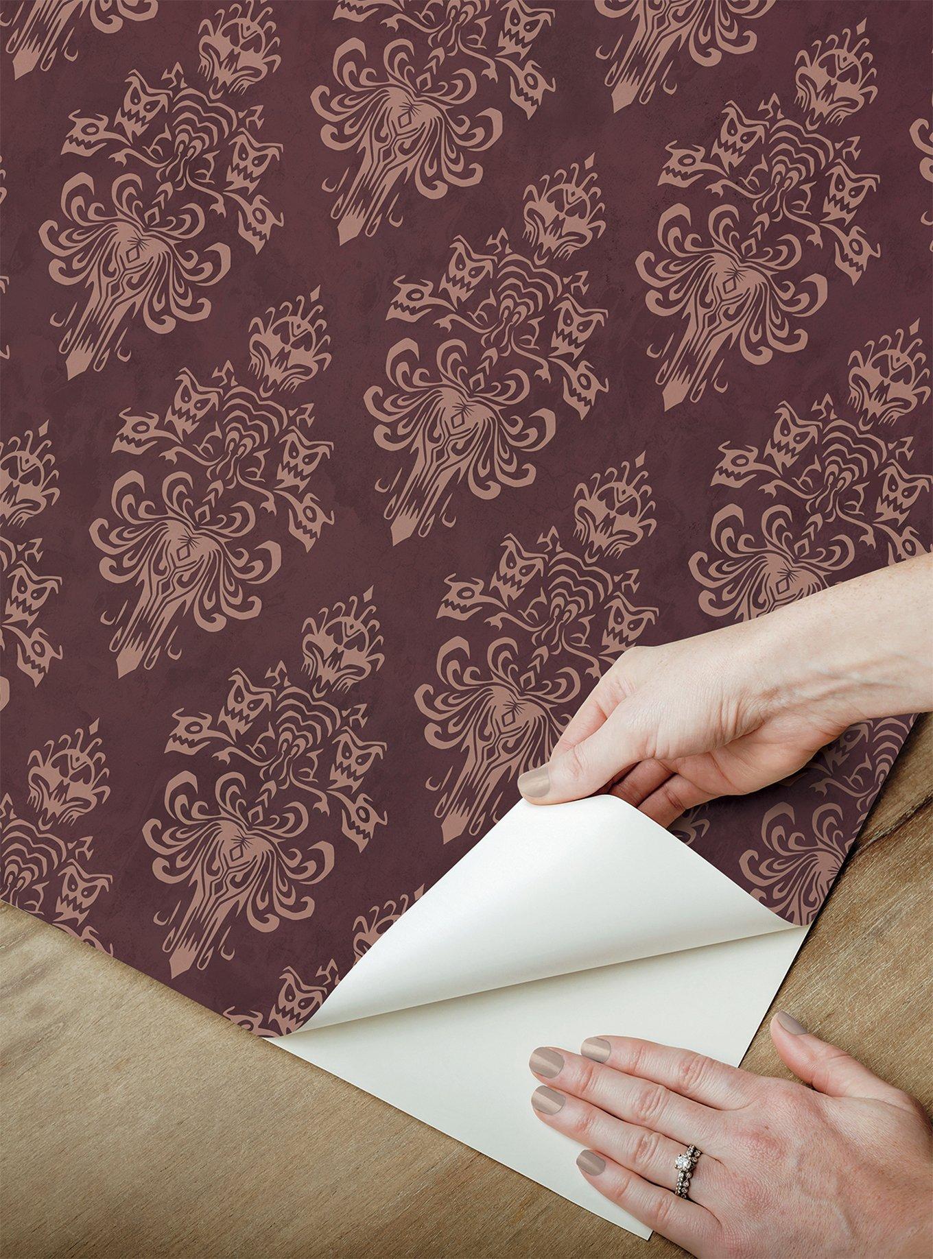 Disney Haunted Mansion Maroon Peel & Stick Wallpaper, , alternate