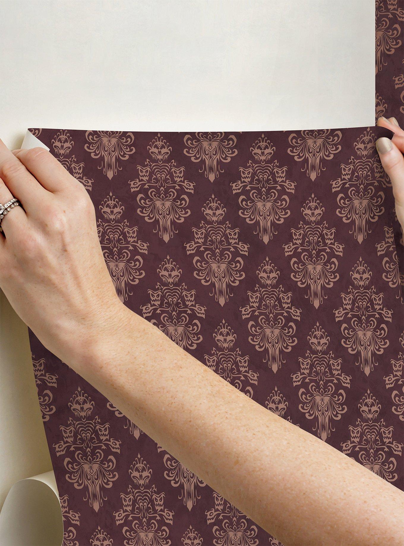 Disney Haunted Mansion Maroon Peel & Stick Wallpaper, , alternate