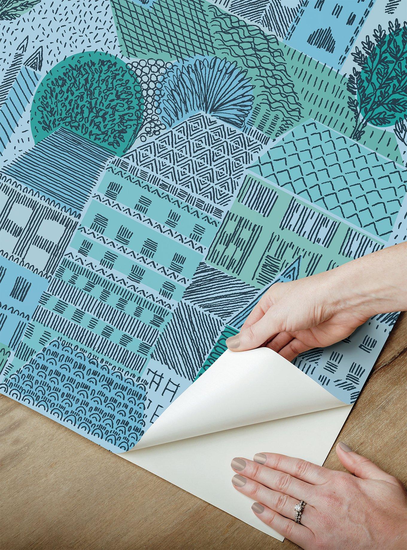 Charming Village Blue Peel & Stick Wallpaper, , alternate