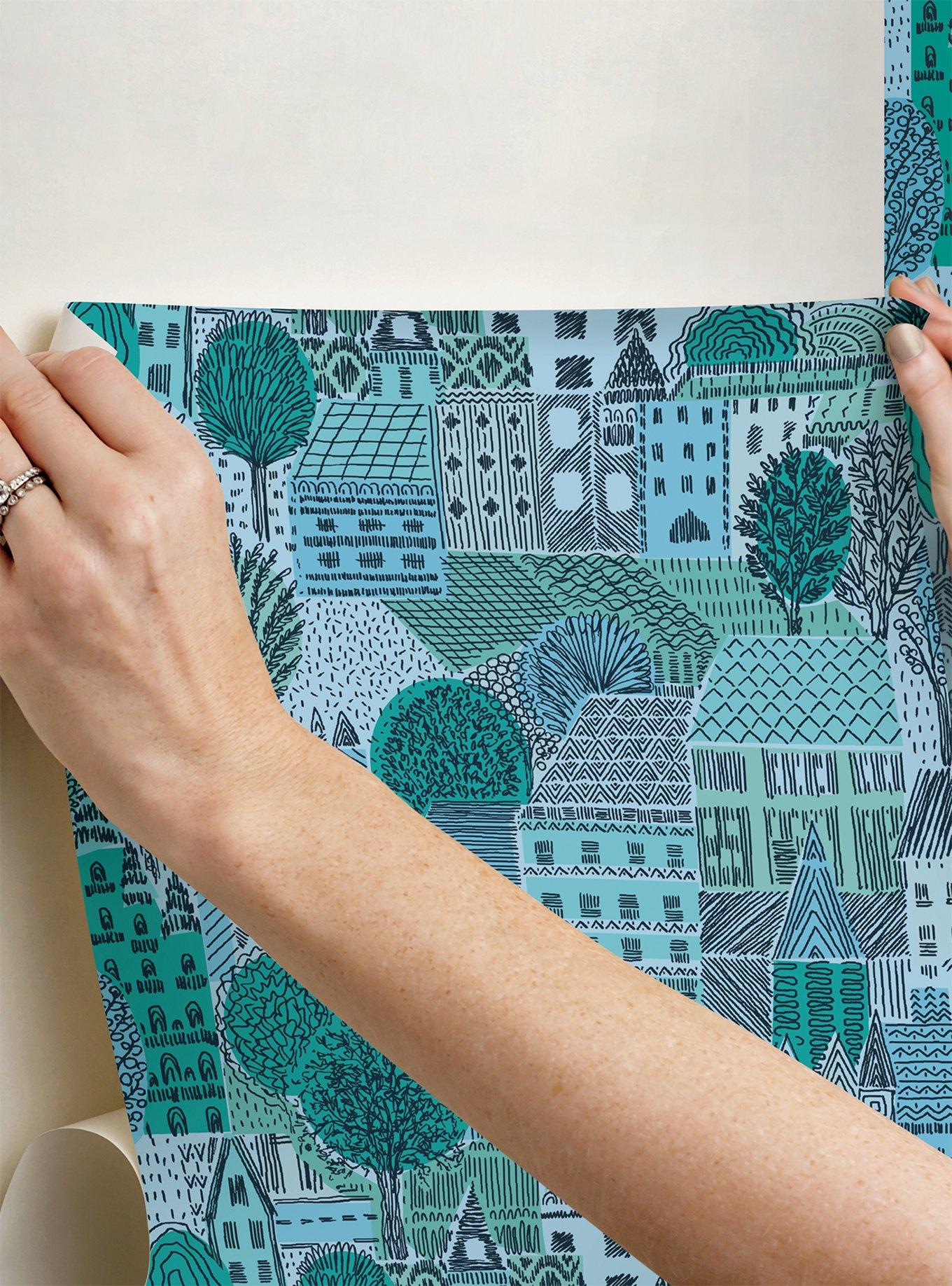 Charming Village Blue Peel & Stick Wallpaper, , alternate