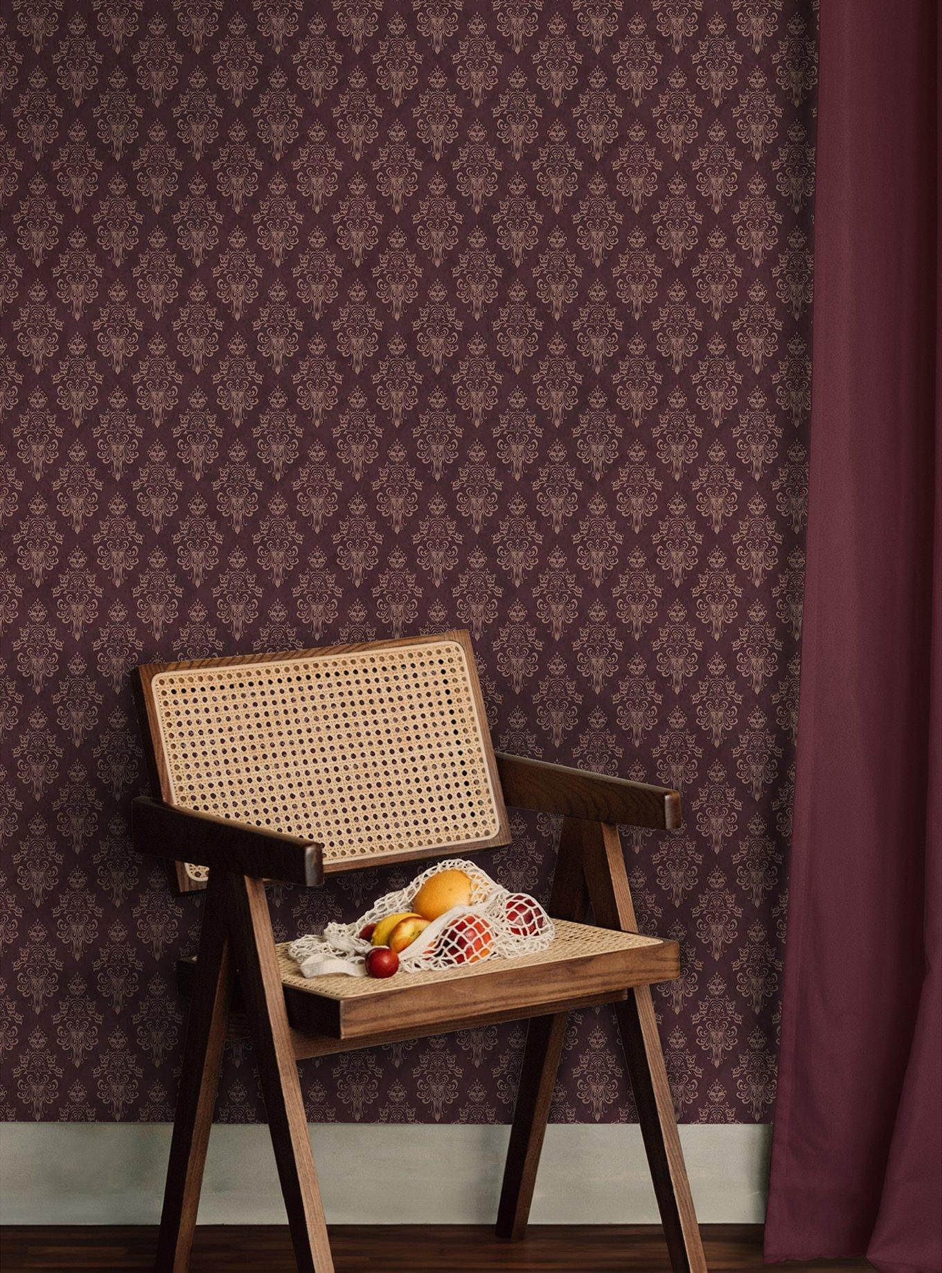 Disney Haunted Mansion Maroon Peel & Stick Wallpaper, , alternate