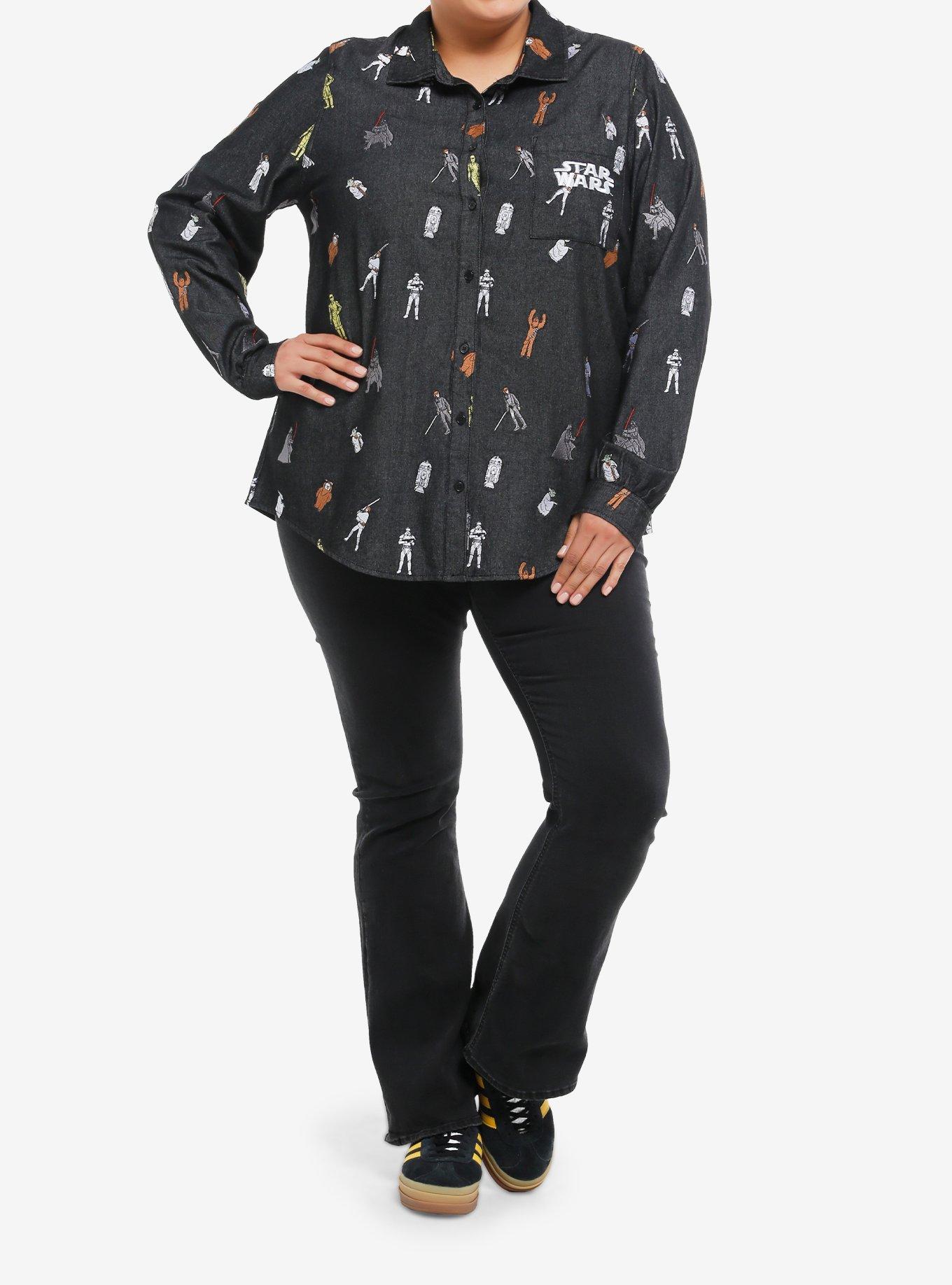 Her Universe Star Wars Characters Chambray Long-Sleeve Button-Up Plus Size Her Universe Exclusive, , hi-res