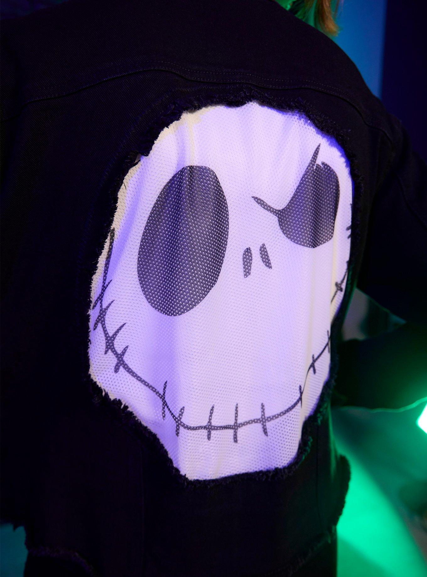 Her Universe The Nightmare Before Christmas Jack Skellington Crop Denim Jacket, BLACK  WHITE, alternate