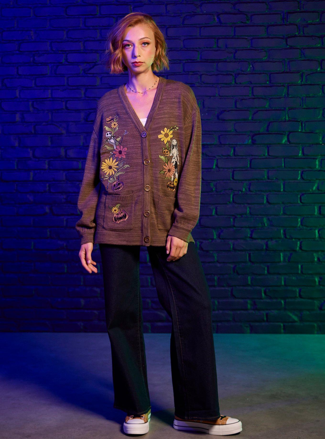 Her Universe The Nightmare Before Christmas Jack & Sally Fall Floral Cardigan, , hi-res
