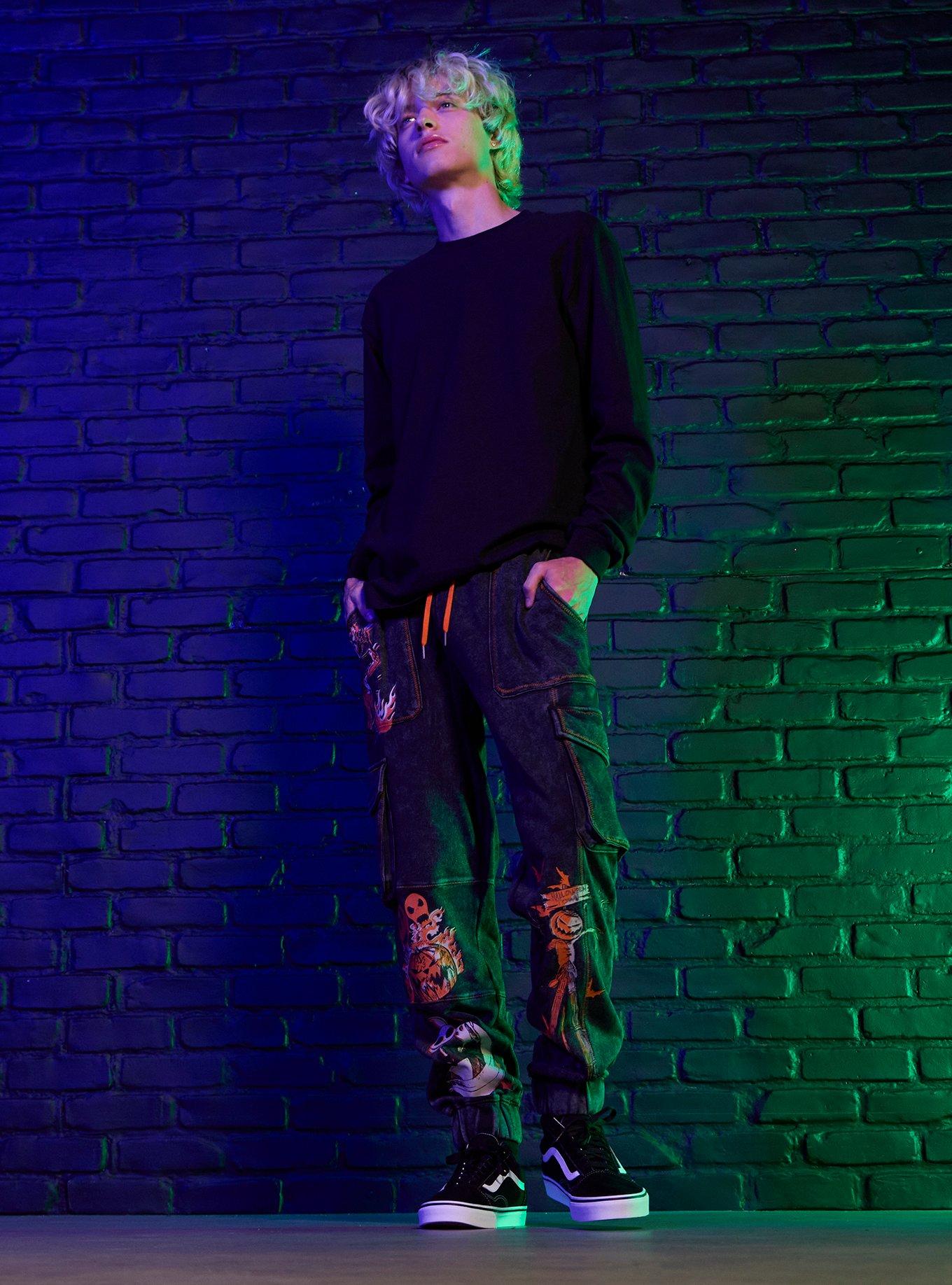 Our Universe The Nightmare Before Christmas Pumpkin King Dark Wash Jogger Sweatpants, , hi-res