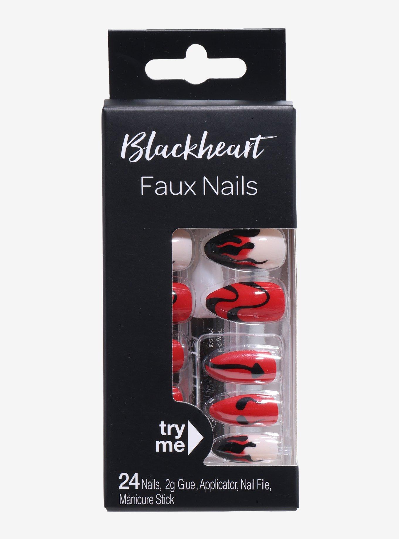 Blackheart Black & Red Devil Flames Press-On Nail Set, , hi-res