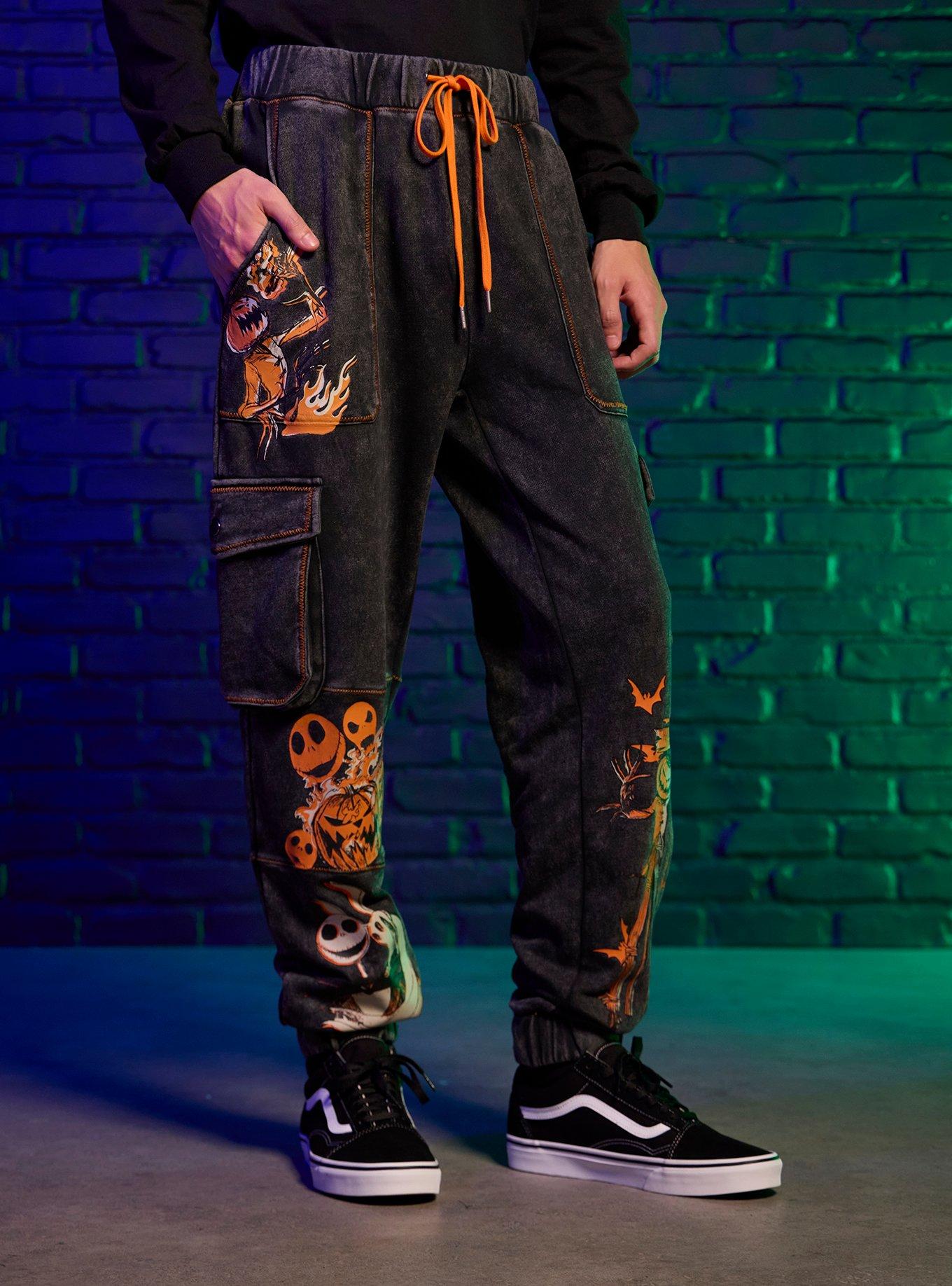 Our Universe The Nightmare Before Christmas Pumpkin King Dark Wash Jogger Sweatpants, GREY, alternate