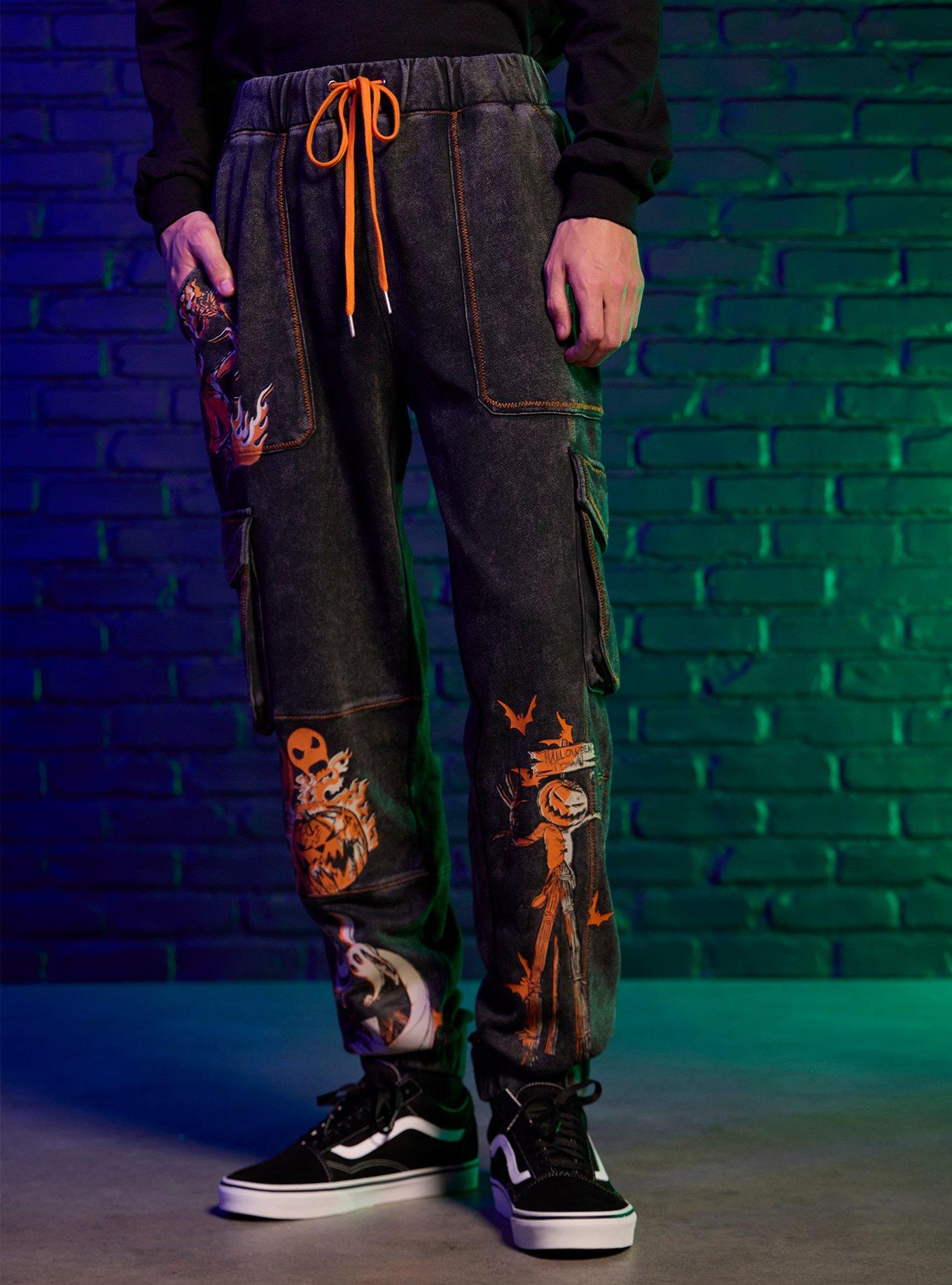 Our Universe The Nightmare Before Christmas Pumpkin King Dark Wash Jogger Sweatpants, GREY, alternate