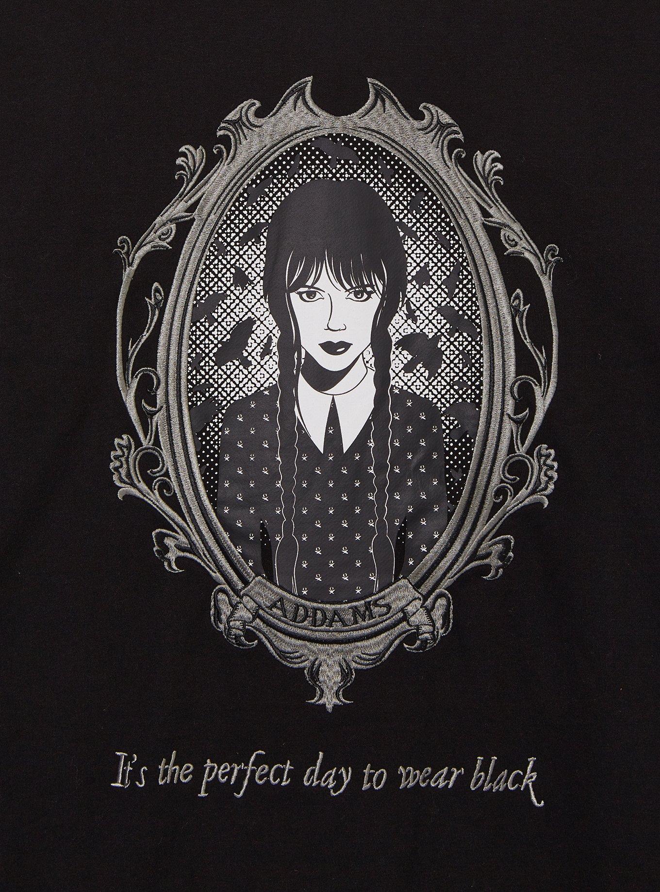 Wednesday Tonal Wednesday Addams Portrait Crewneck - BoxLunch Exclusive, BLACK, alternate