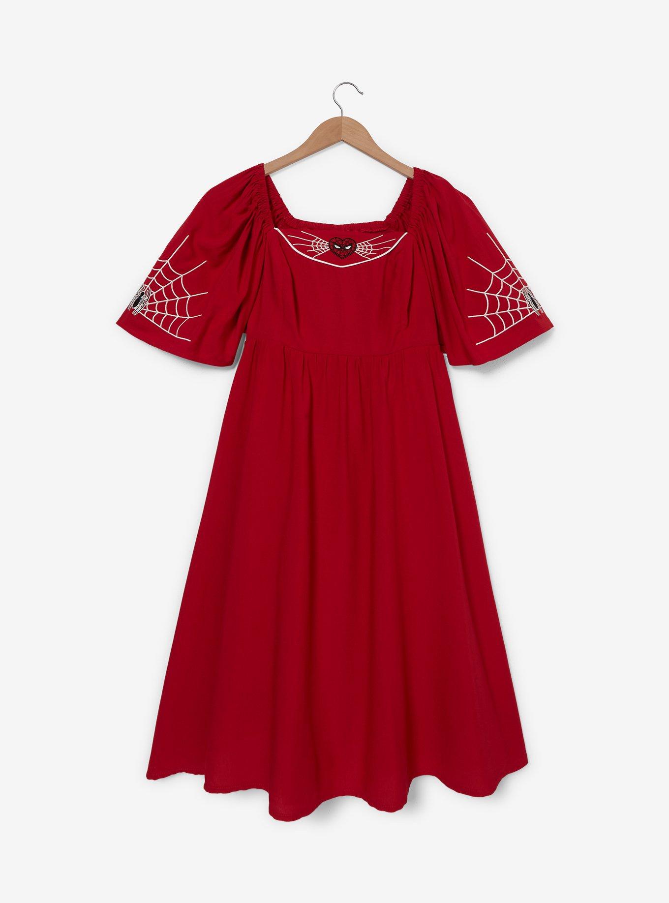 Marvel Spider-Man Heart Mask Smock Plus Size Dress - BoxLunch Exclusive, , hi-res