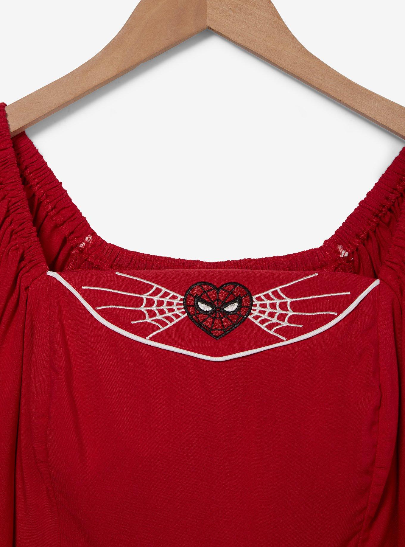Marvel Spider-Man Heart Mask Smock Plus Size Dress - BoxLunch Exclusive, RED, alternate