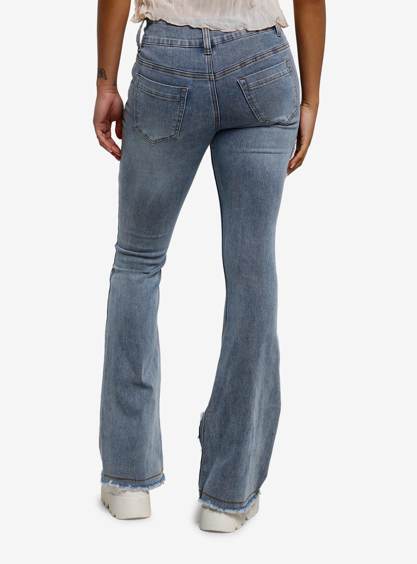 Bow Patch Light Indigo Low Rise Jeans, BLUE, alternate