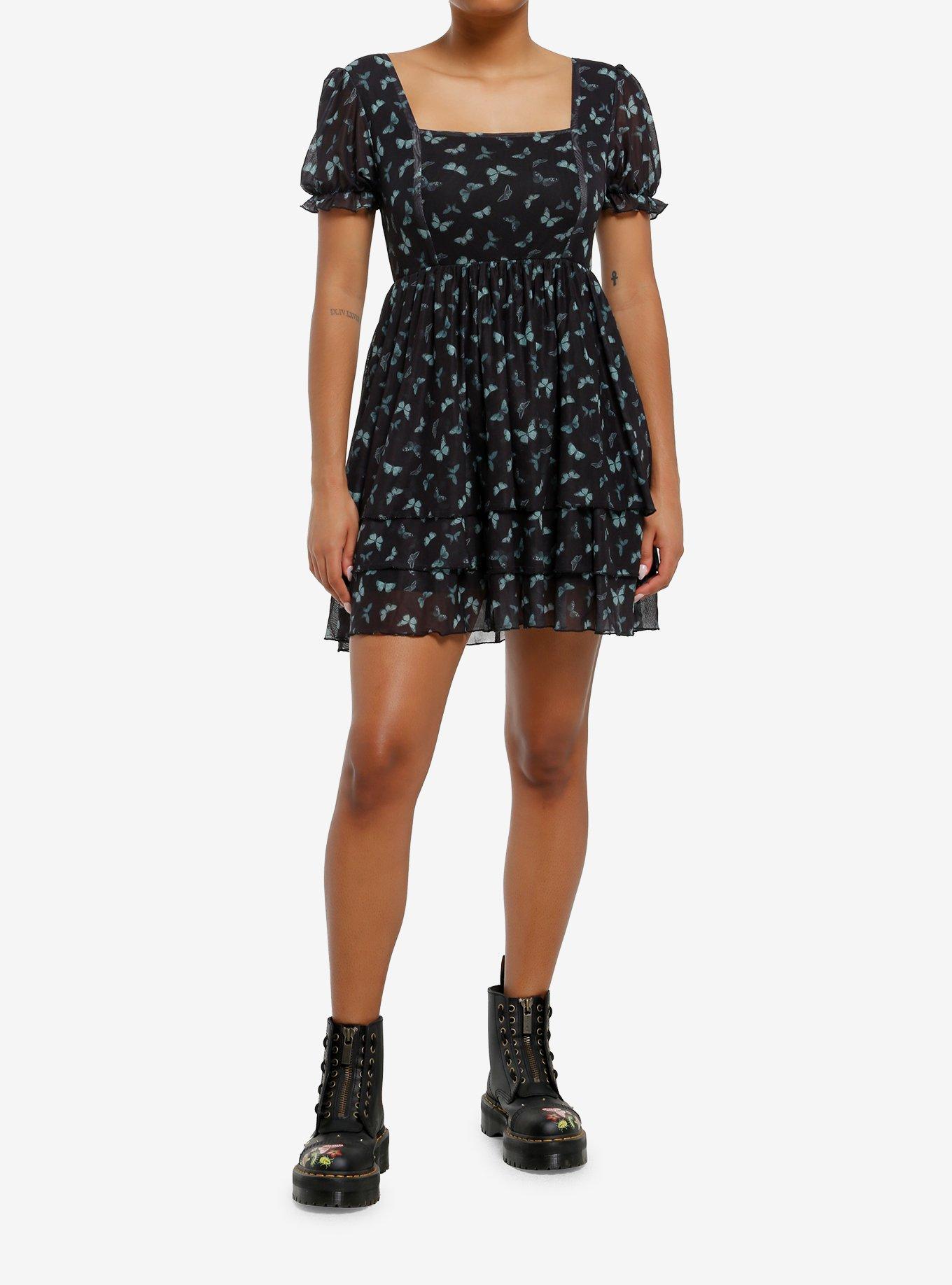 Thorn & Fable Green Butterfly Tiered Dress, , hi-res