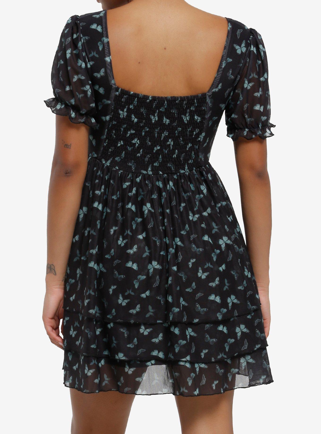 Thorn & Fable Green Butterfly Tiered Dress, GREEN, alternate
