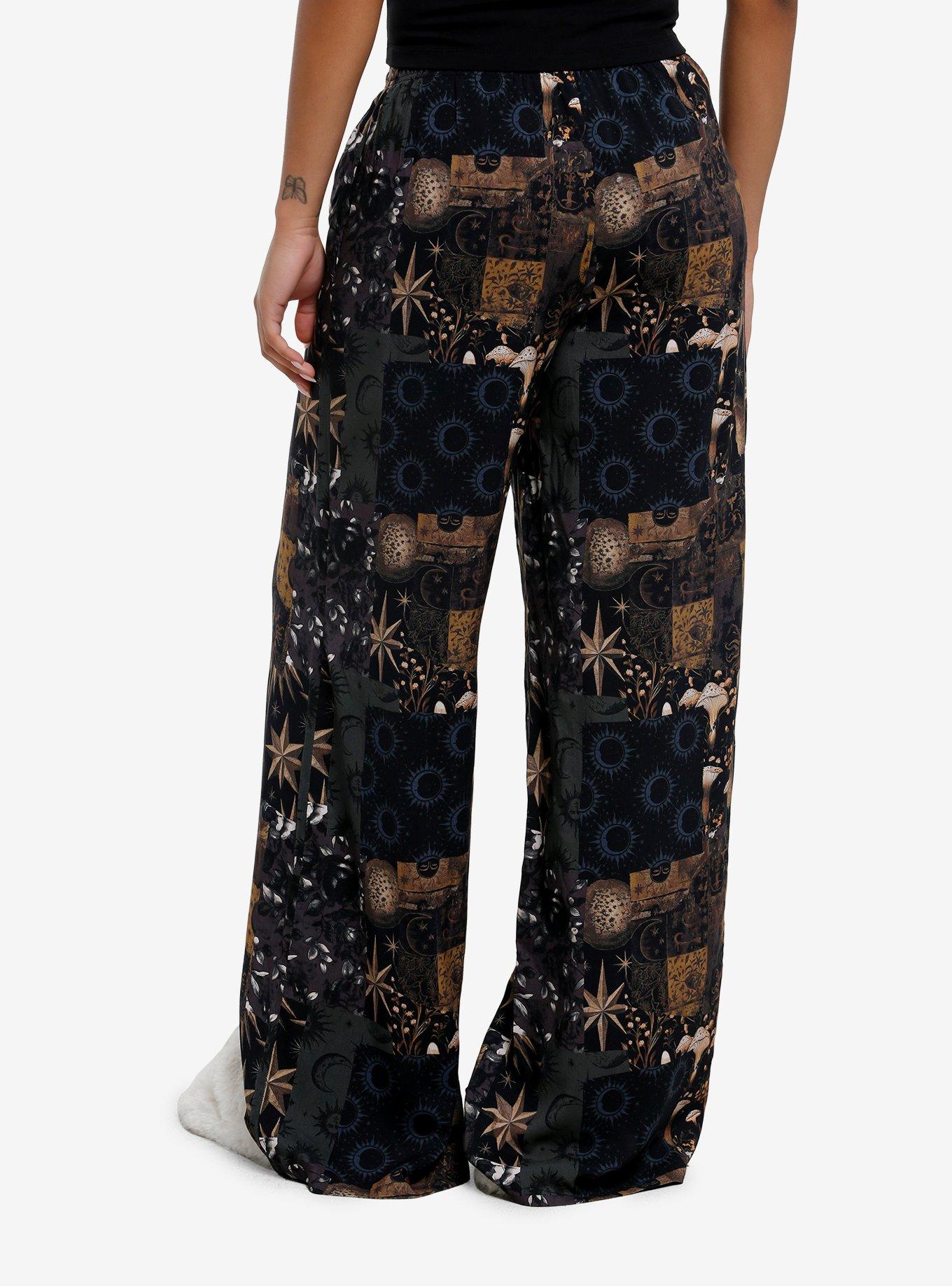 Cosmic Aura Celestial Patchwork Print Wide Leg Lounge Pants, , hi-res