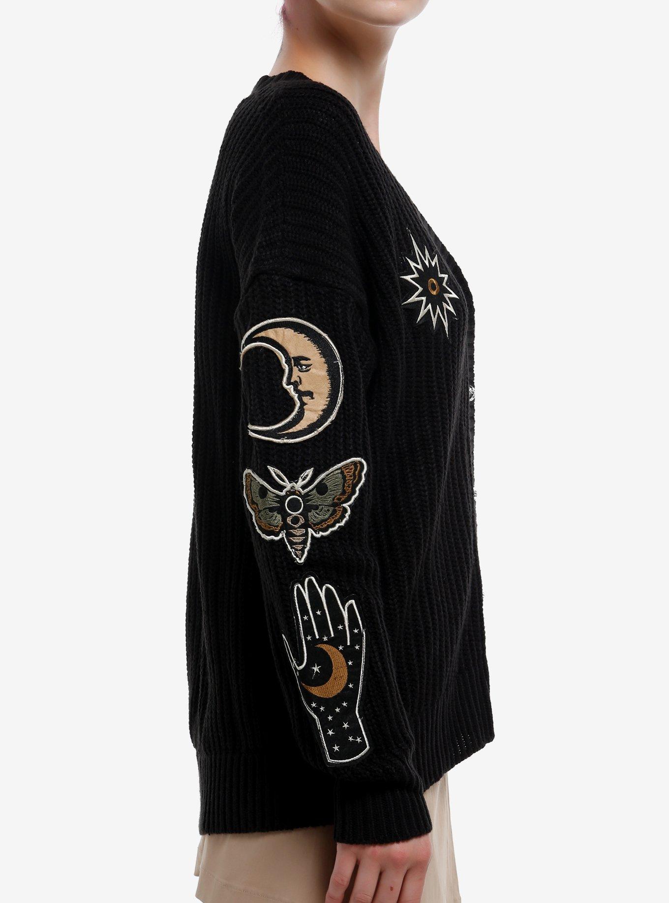 Cosmic Aura Celestial Patches Girls Cardigan, GOLD, alternate