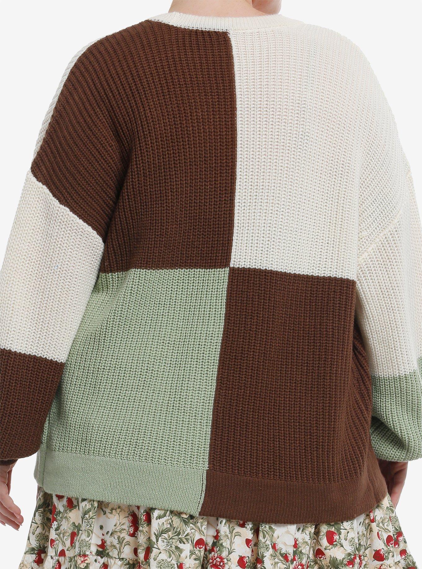 Thorn & Fable Frogs & Mushrooms Color-Block Girls Cardigan Plus Size, , hi-res