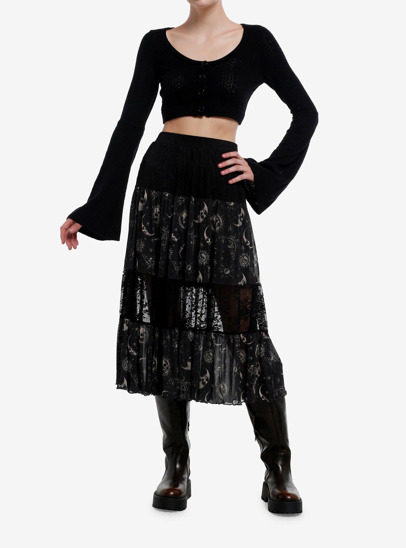 Social Collision Celestial Knit Bell Sleeve Girls Crop Cardigan, , hi-res