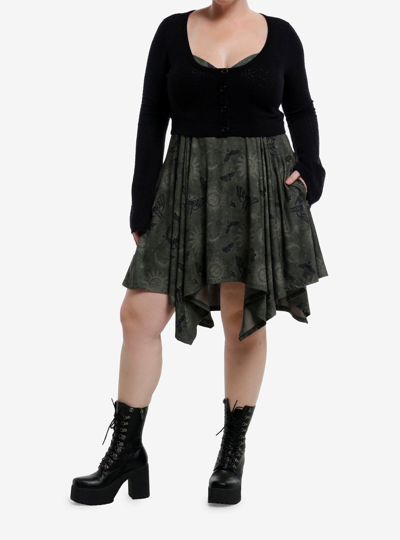 Social Collision Celestial Knit Bell Sleeve Girls Crop Cardigan Plus Size, , hi-res