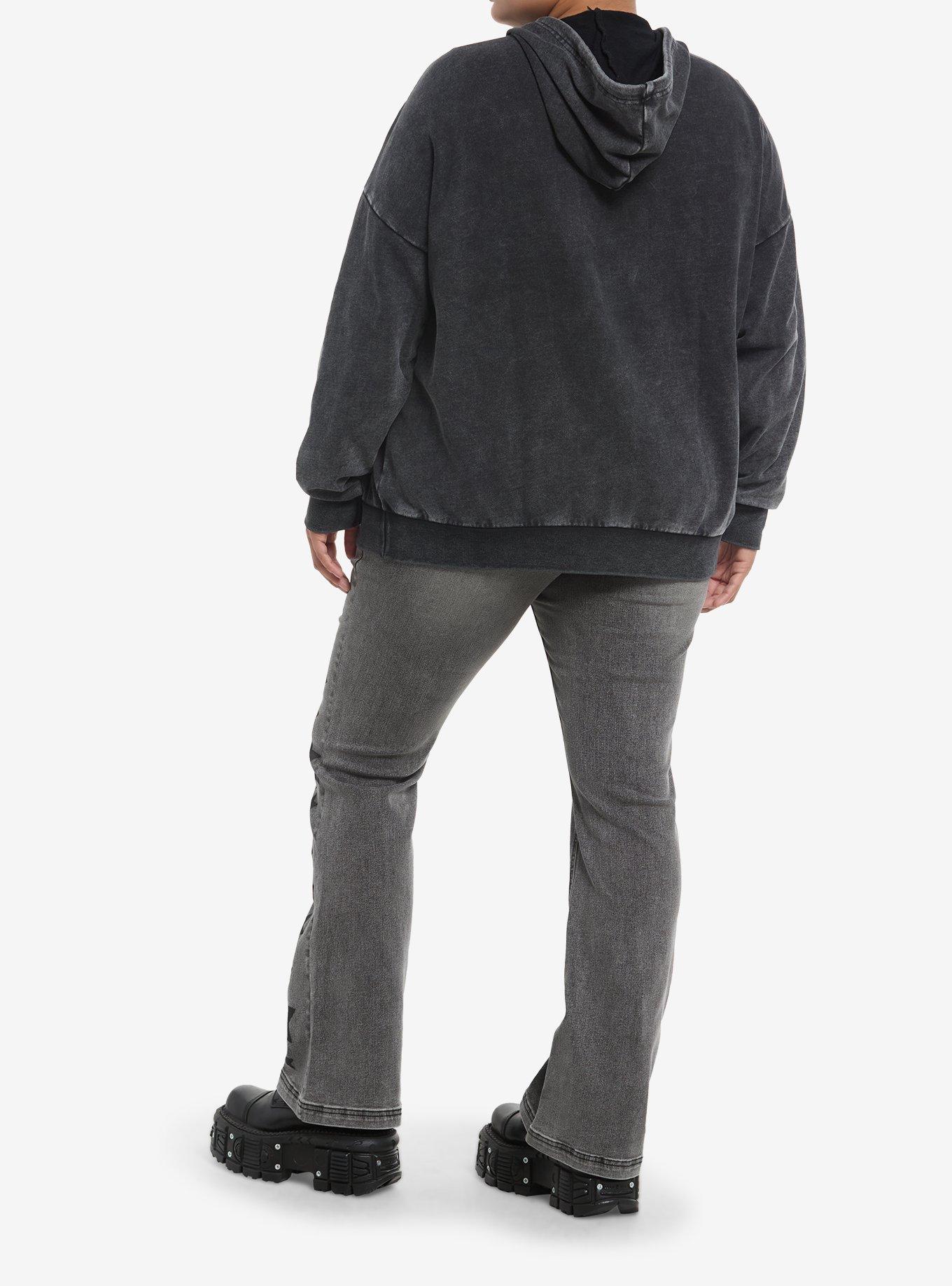 Grey Star Washed Girls Hoodie Plus Size, GREY, alternate