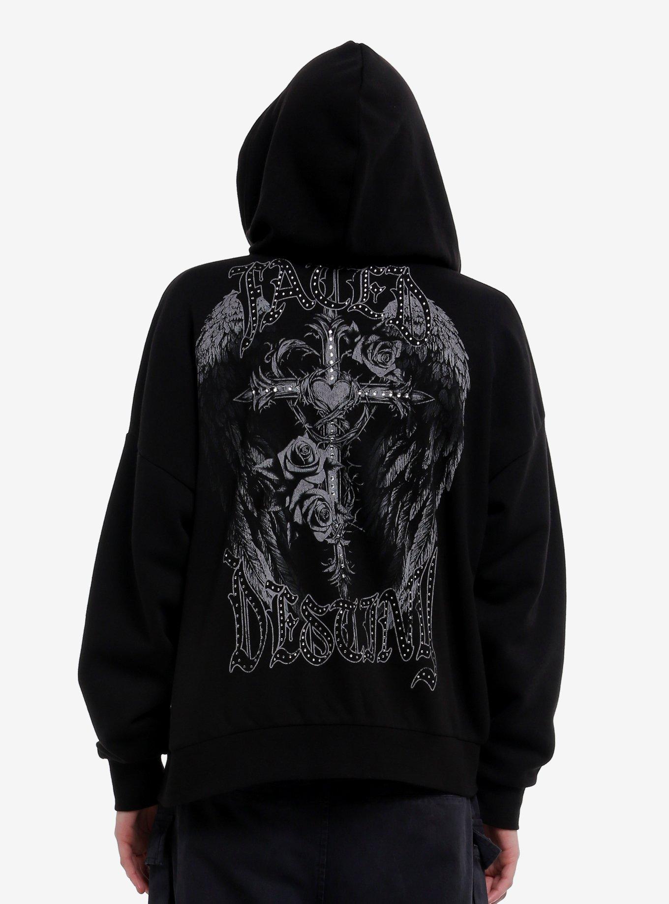 Social Collision Skeleton Fated Destiny Rhinestone Girls Hoodie, , hi-res