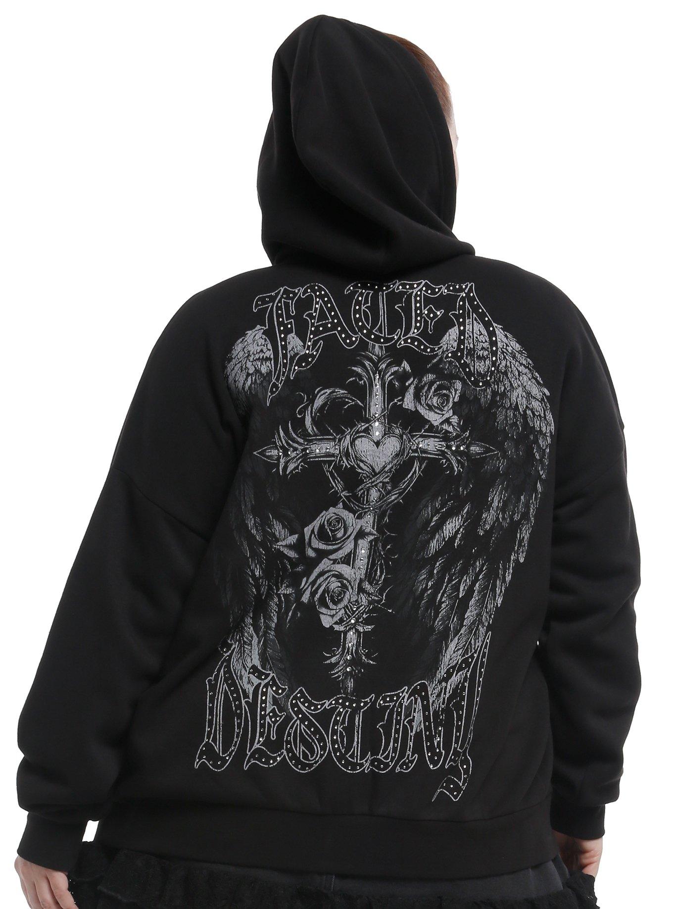 Social Collision Skeleton Fated Destiny Rhinestone Girls Hoodie Plus Size, , hi-res