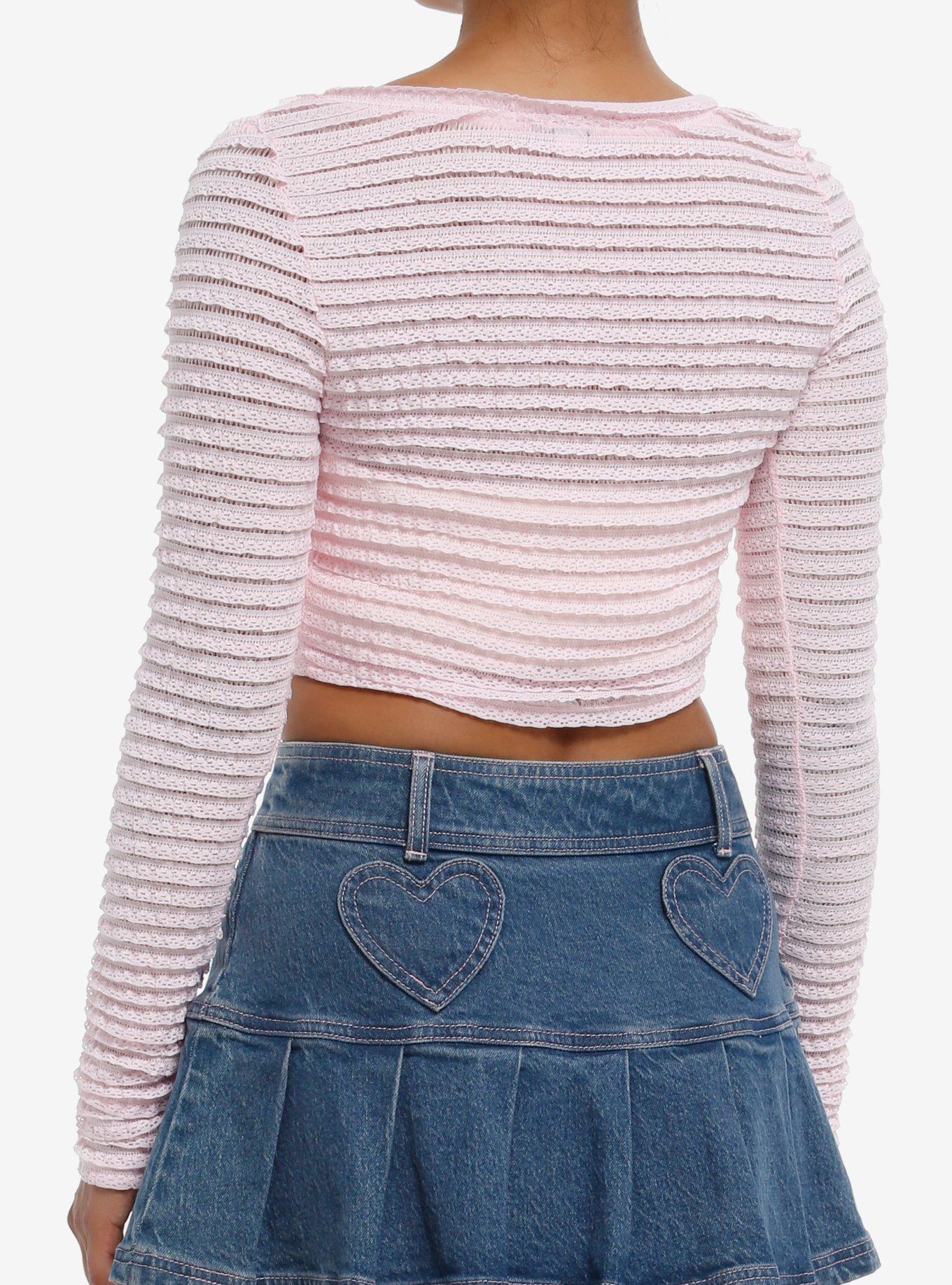 Sweet Society Pink Ruffle Girls Long-Sleeve Top, PINK, alternate