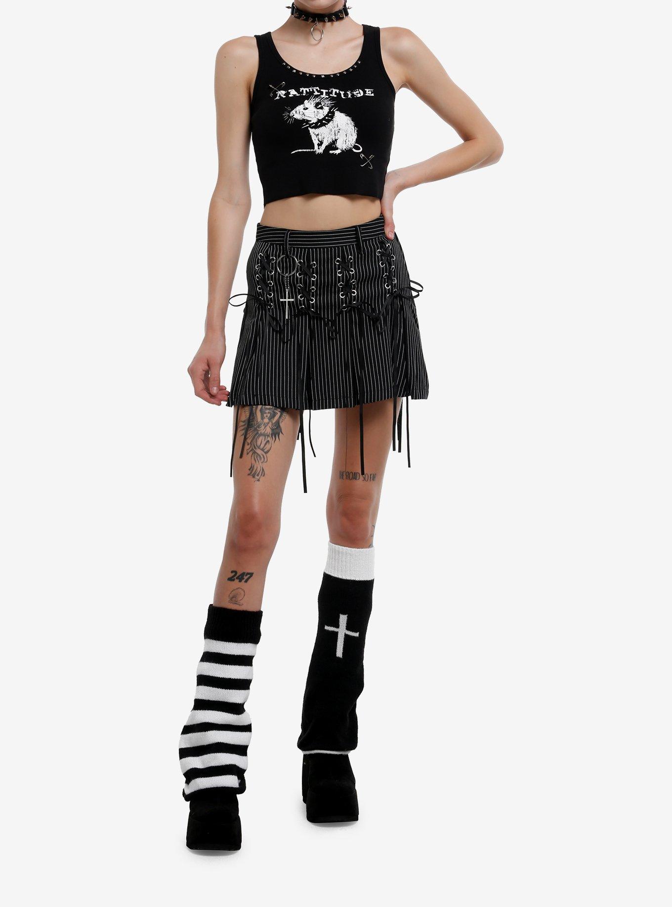 Punk Rat Stud Girls Crop Tank Top, , alternate