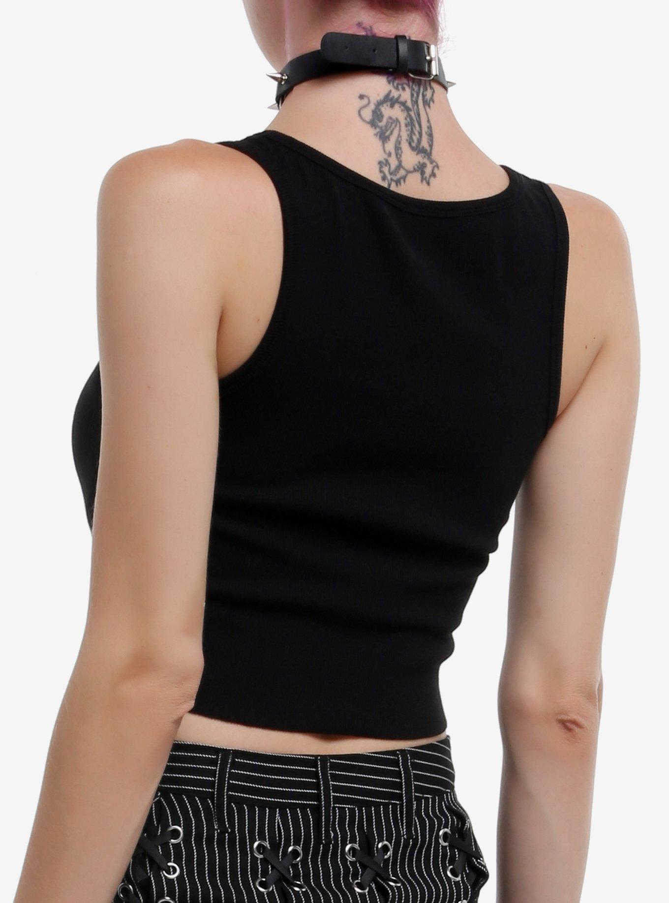 Punk Rat Stud Girls Crop Tank Top, , alternate