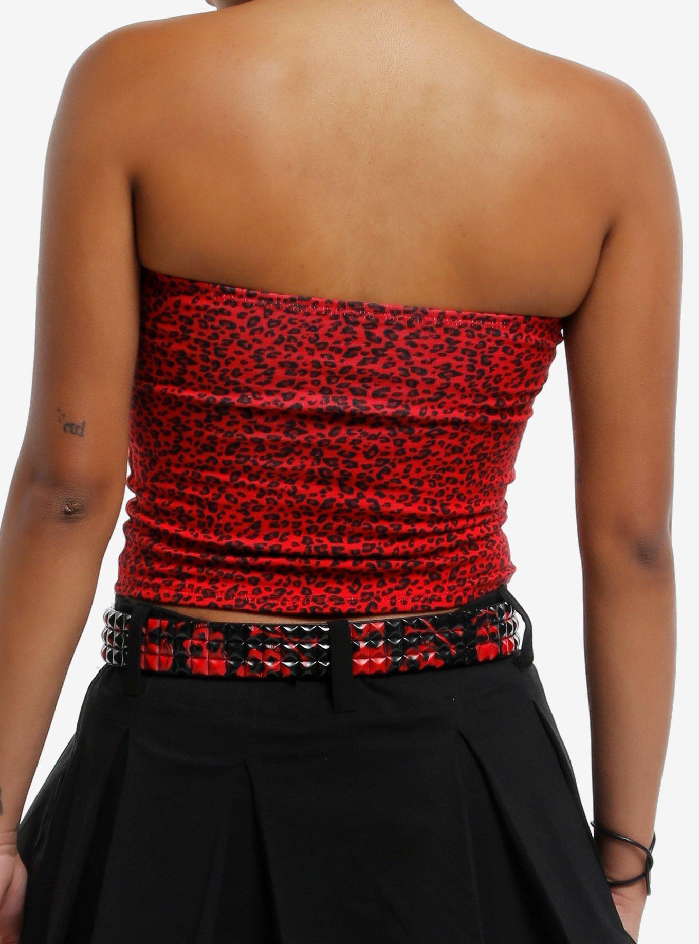 Red Leopard Tube Top, LEOPARD - RED, alternate