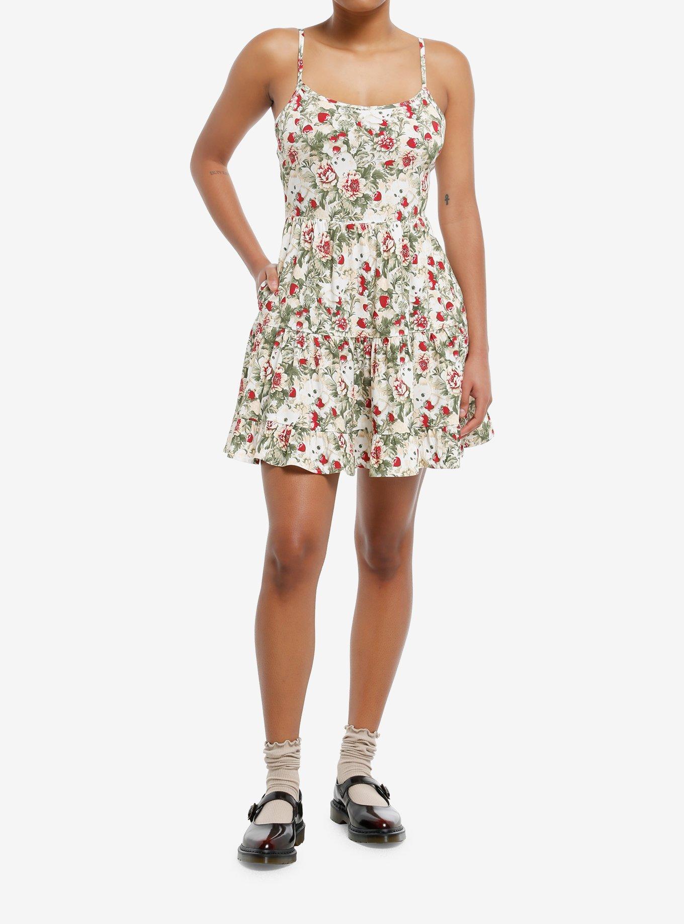 Thorn & Fable Berries & Cats Tiered Cami Dress, , hi-res
