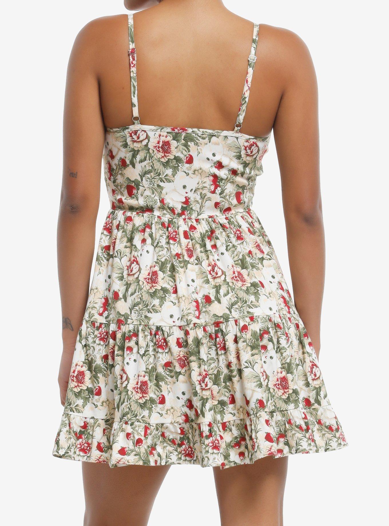 Thorn & Fable Berries & Cats Tiered Cami Dress, PINK, alternate