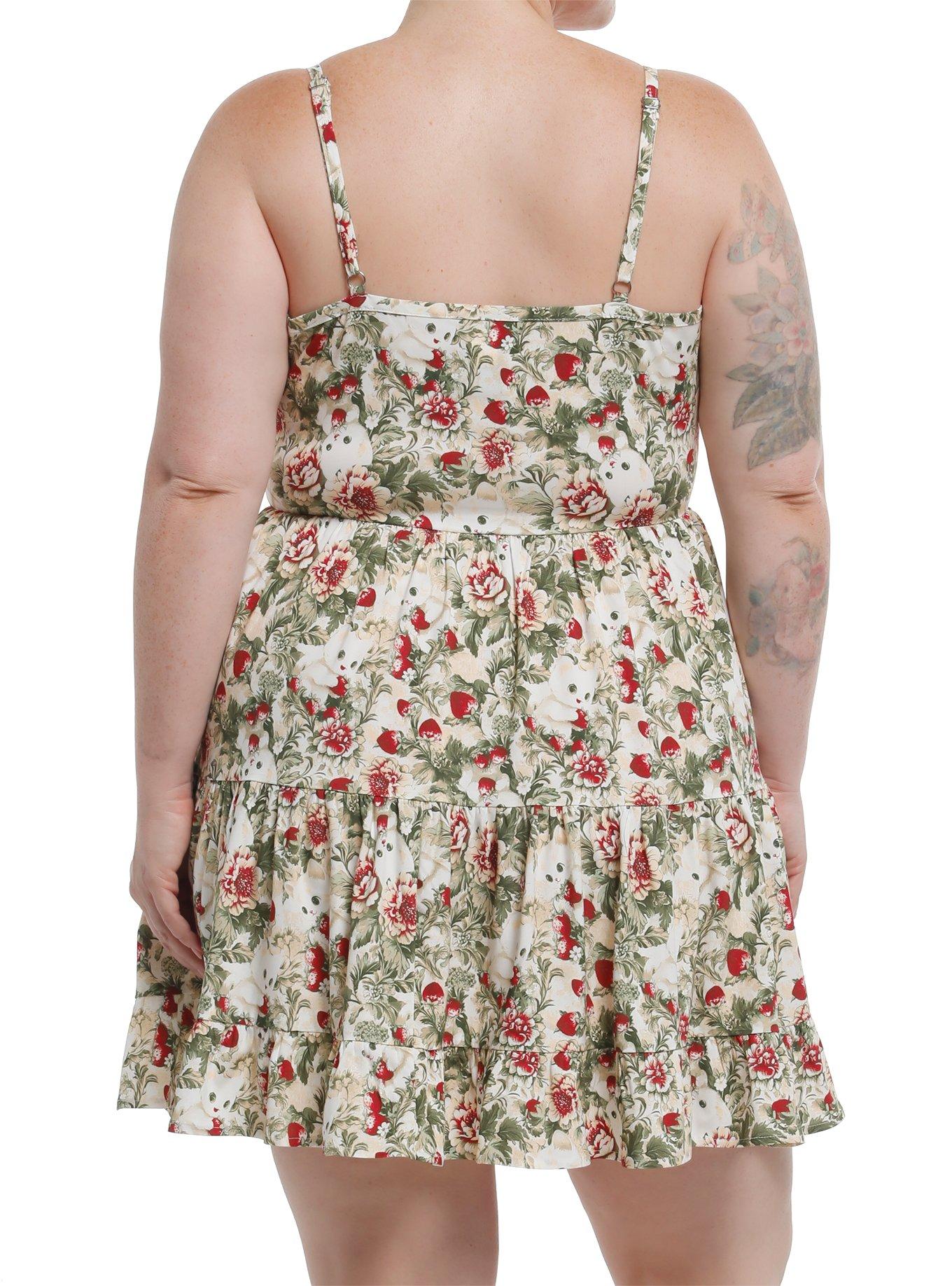 Thorn & Fable Berries & Cats Tiered Cami Dress Plus Size, , hi-res