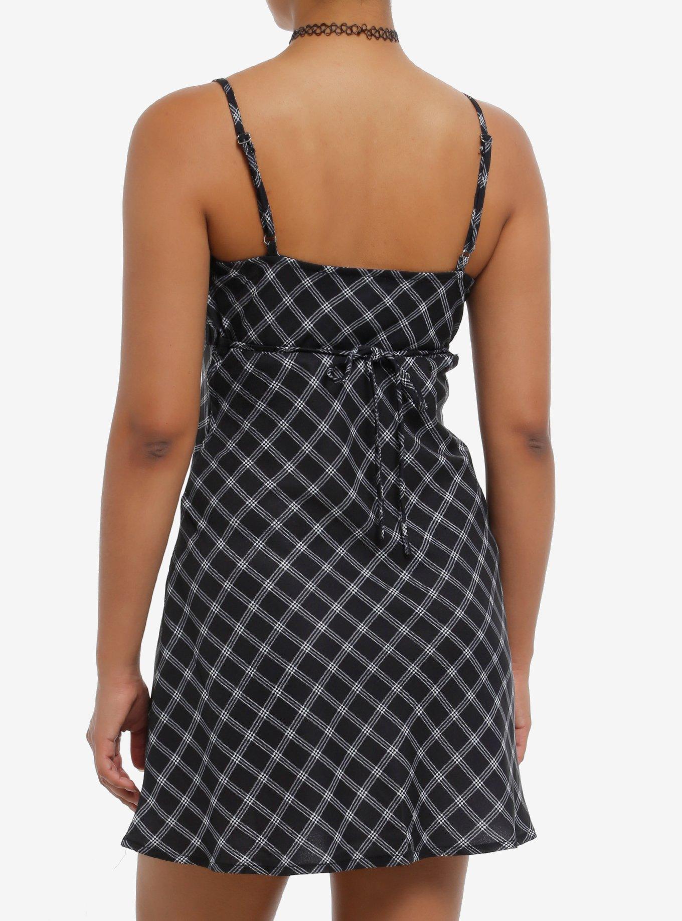Social Collision Black & White Plaid Cami Dress, BLACK, alternate
