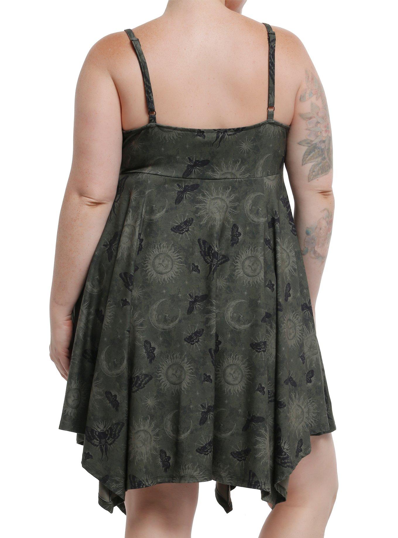 Cosmic Aura Celestial Moth Hanky Hem Cami Dress Plus Size, , hi-res