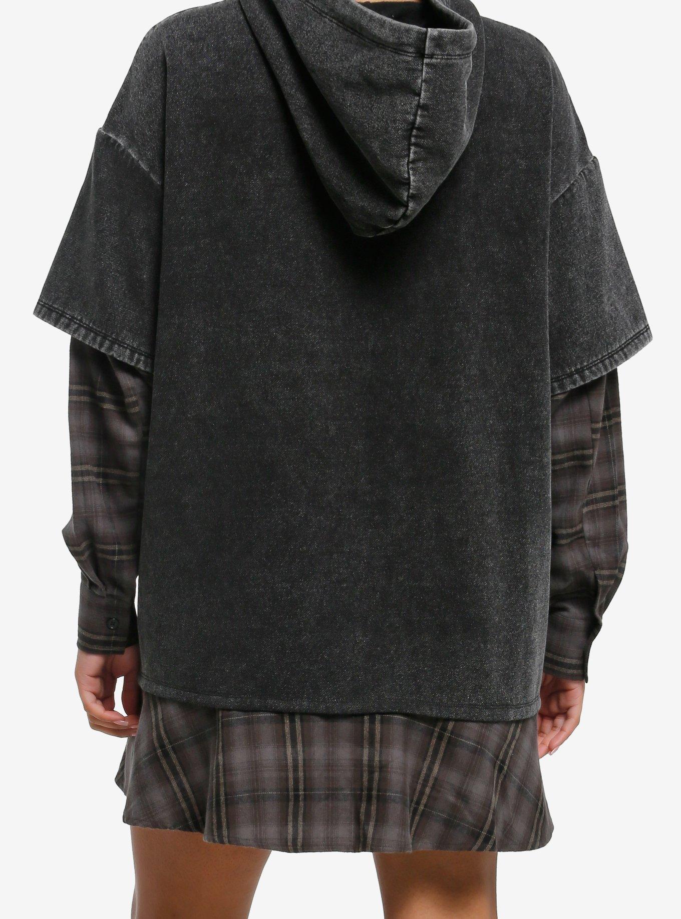 Nothing Matters Flannel Twofer Hoodie Dress, BLUE, alternate