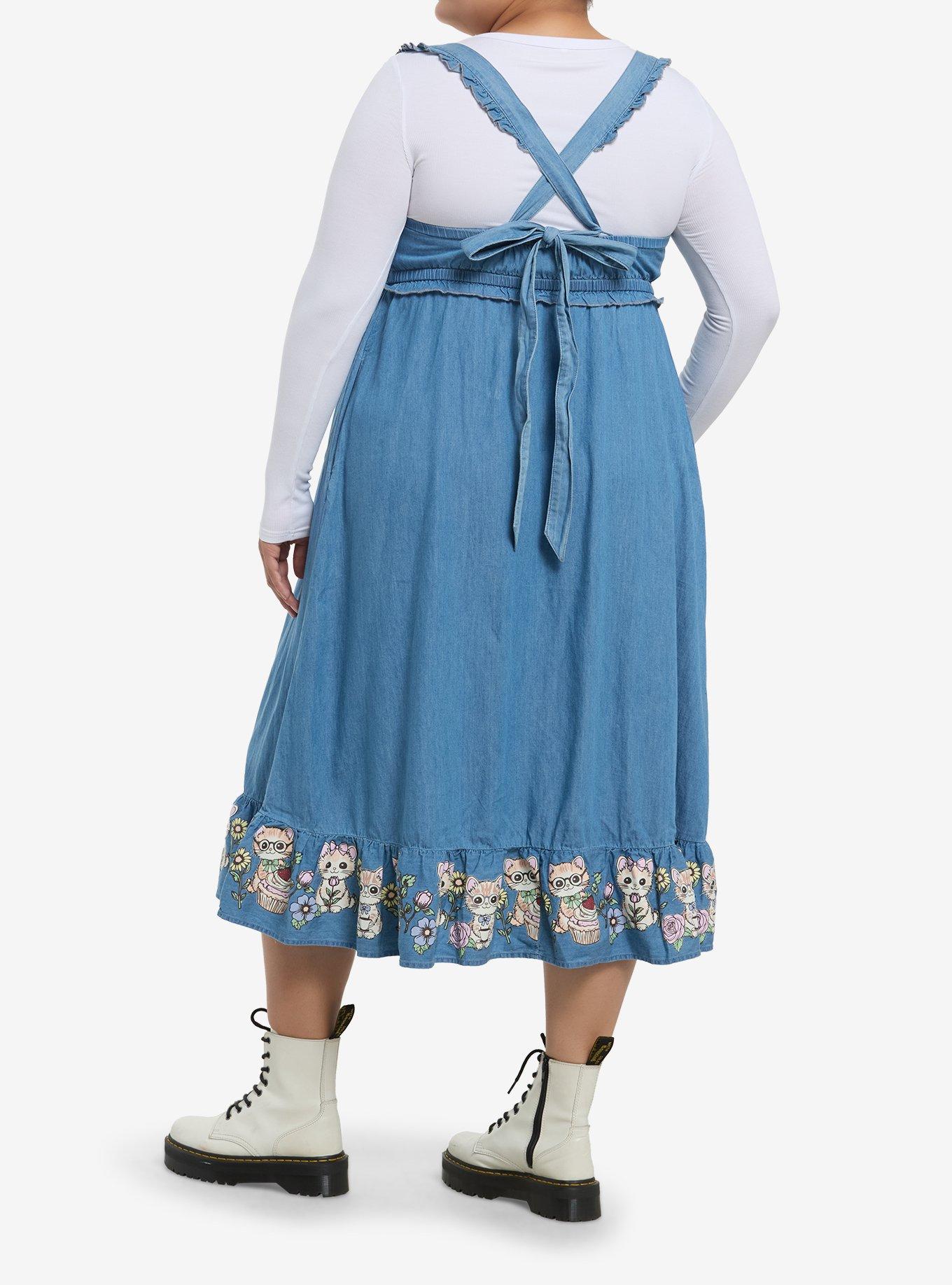 Thorn & Fable Cat Strawberry Midi Dress Plus Size, , hi-res