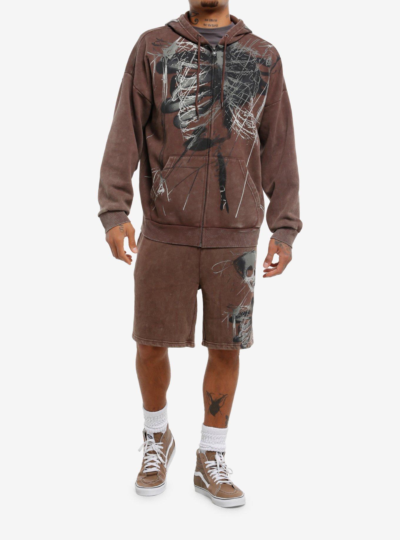 Skeleton Sketch Brown Wash Hoodie, , hi-res