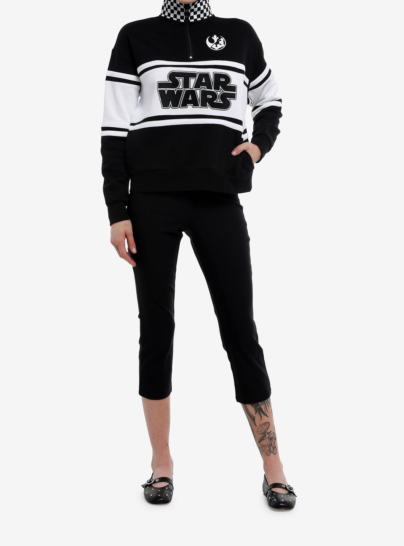 Her Universe Star Wars Logo Color-Block Quarter Zip Sweatshirt Her Universe Exclusive, BLACK  WHITE, alternate
