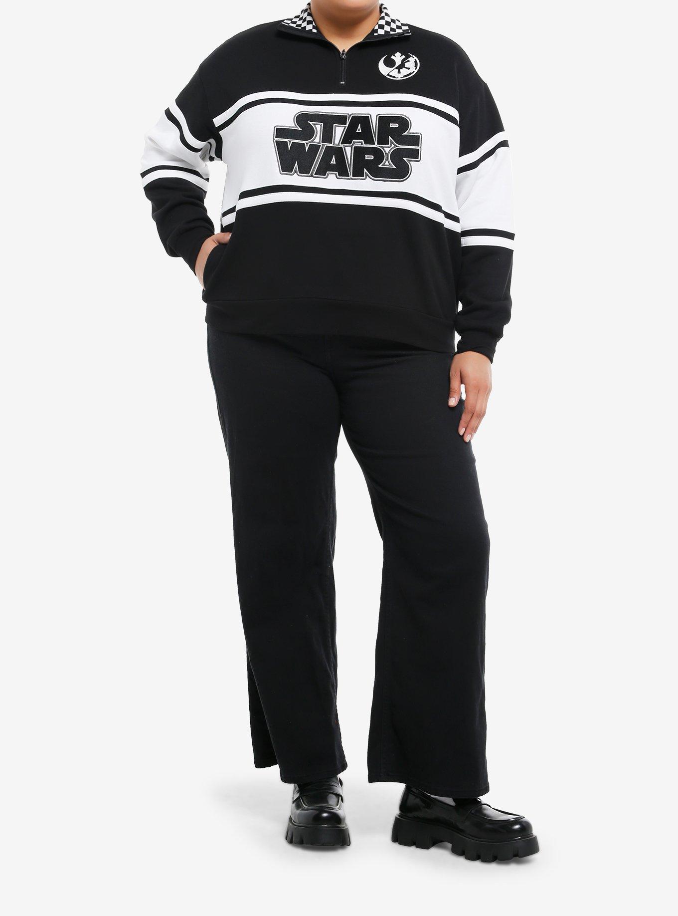 Her Universe Star Wars Logo Color-Block Quarter Zip Sweatshirt Plus Size Her Universe Exclusive, BLACK  WHITE, alternate