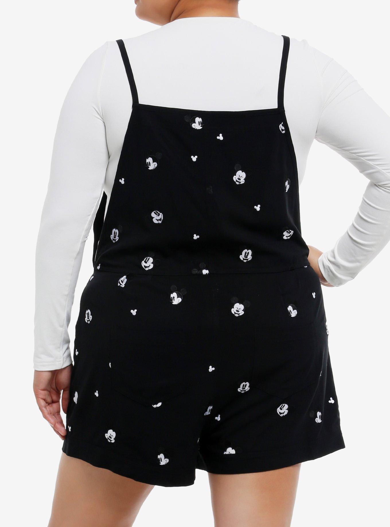 Her Universe Disney Mickey Mouse Linen Shortalls Plus Size Her Universe Exclusive, BLACK  WHITE, alternate