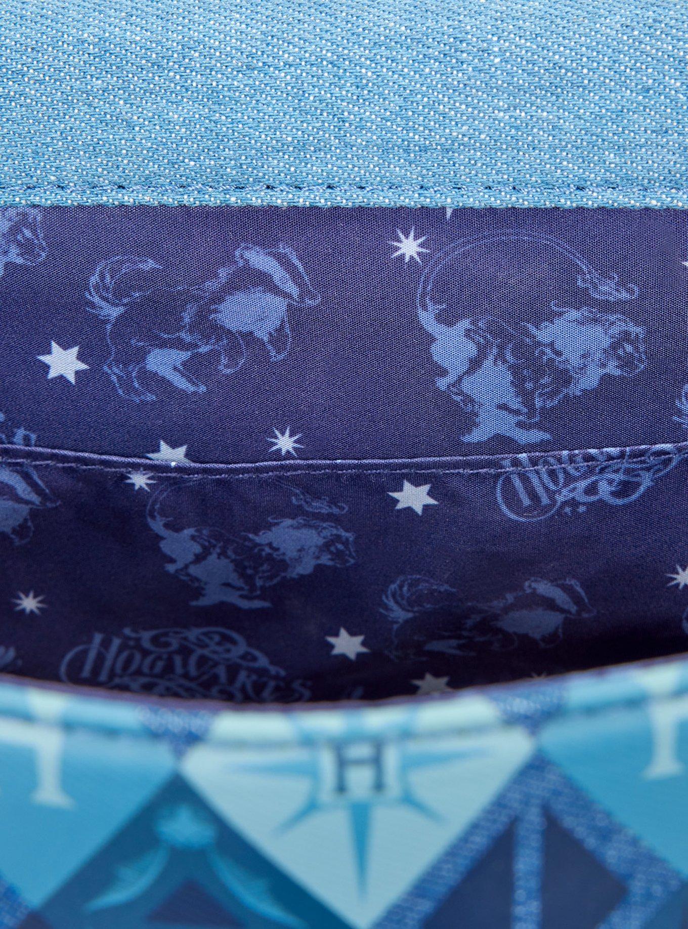 Loungefly Harry Potter Denim Hogwarts Patches Crossbody Bag, , alternate