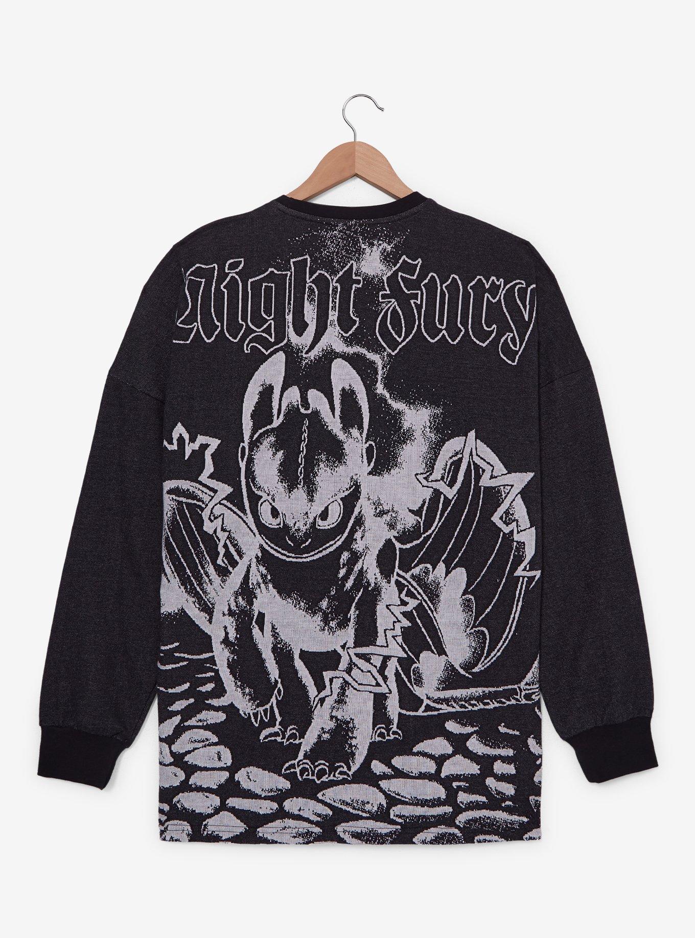 DreamWorks How To Train Your Dragon Toothless Tonal Portrait Long Sleeve - BoxLunch Exclusive, BLACK, alternate