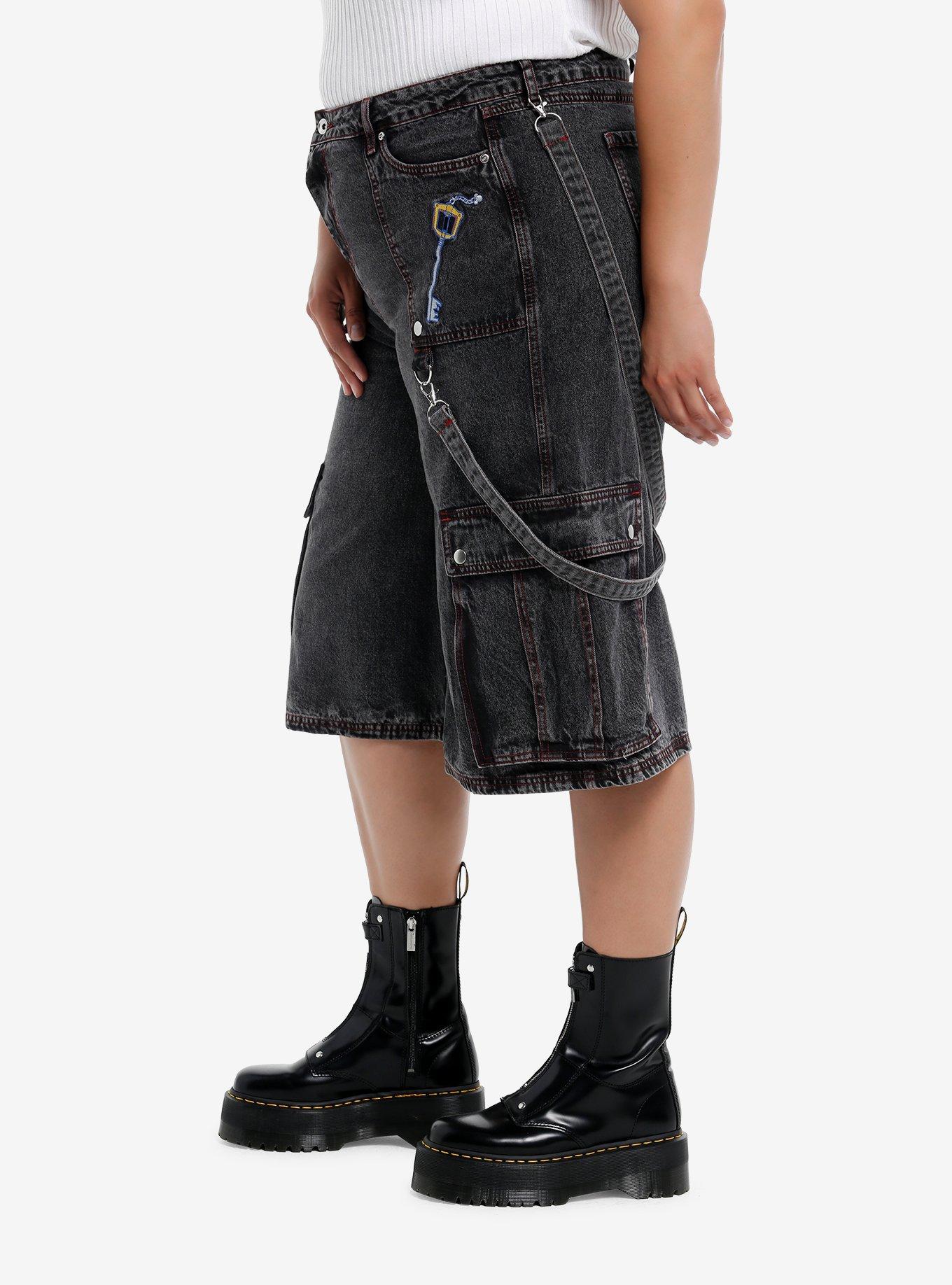 Her Universe Disney Kingdom Hearts Keyblade Cargo Jorts Plus Size, RED, alternate