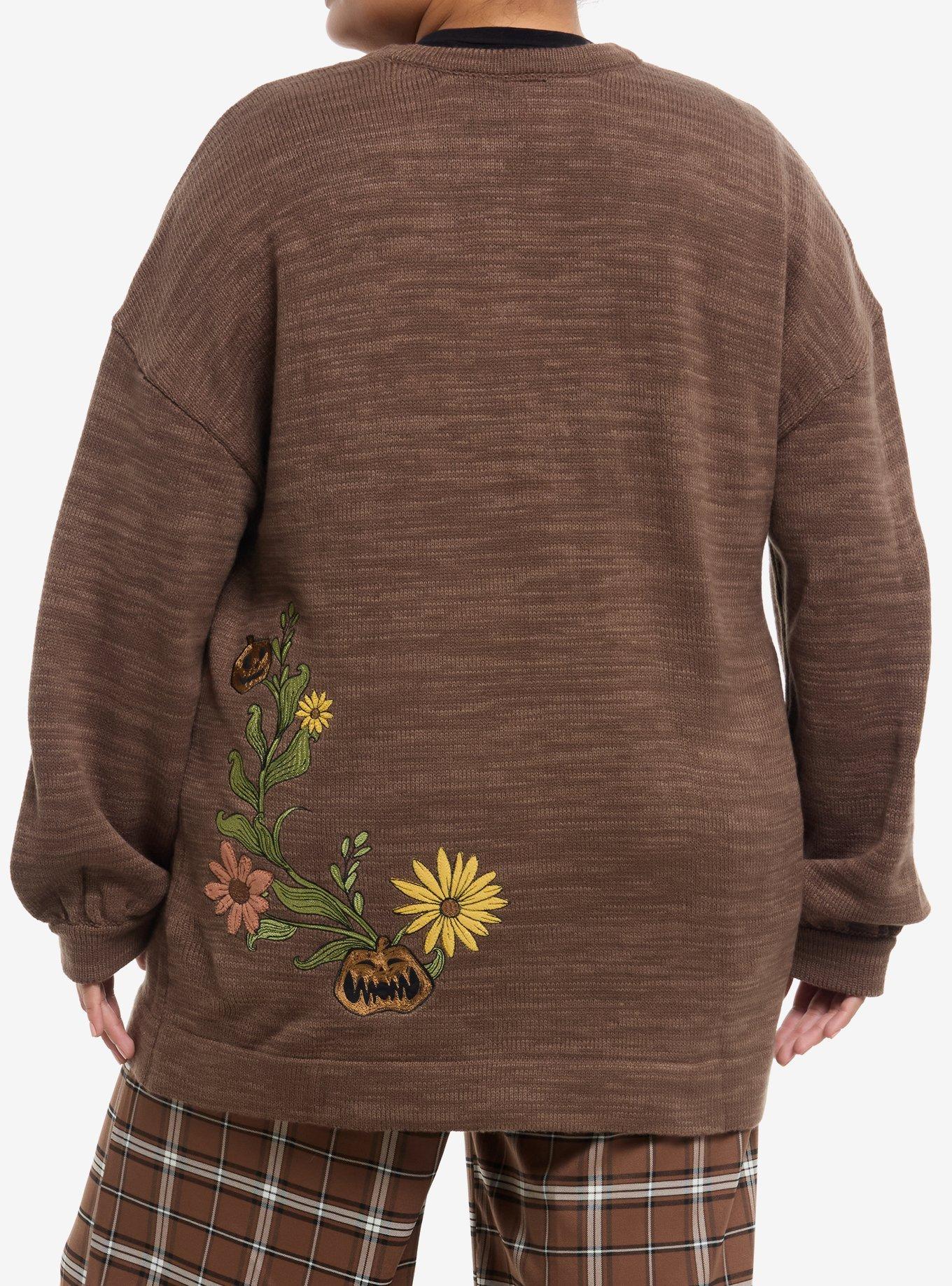Her Universe The Nightmare Before Christmas Jack & Sally Fall Floral Girls Cardigan Plus Size, MULTI, alternate