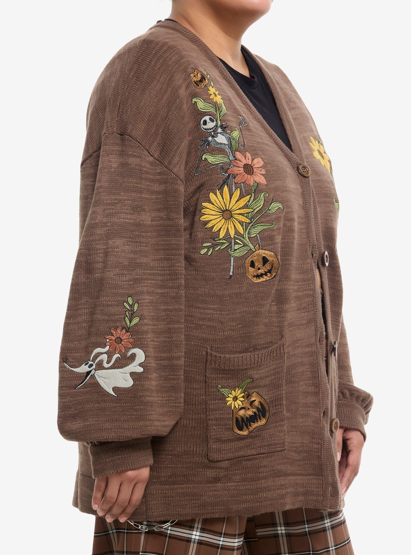 Her Universe The Nightmare Before Christmas Jack & Sally Fall Floral Girls Cardigan Plus Size, MULTI, alternate